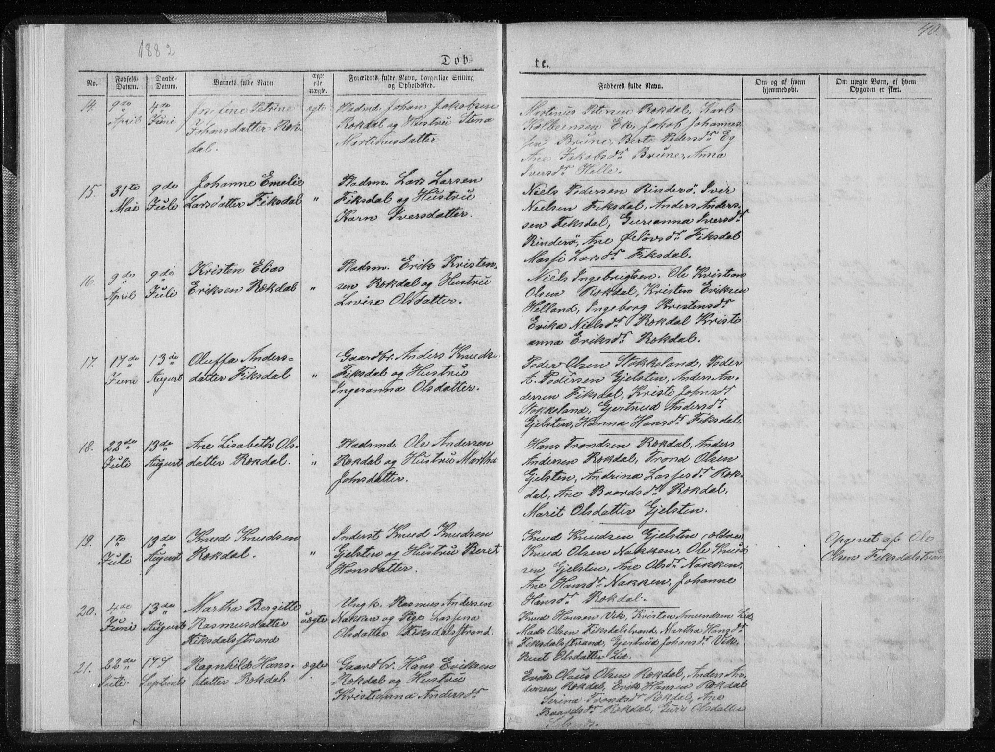 Ministerialprotokoller, klokkerbøker og fødselsregistre - Møre og Romsdal, AV/SAT-A-1454/540/L0541: Klokkerbok nr. 540C01, 1867-1920, s. 40