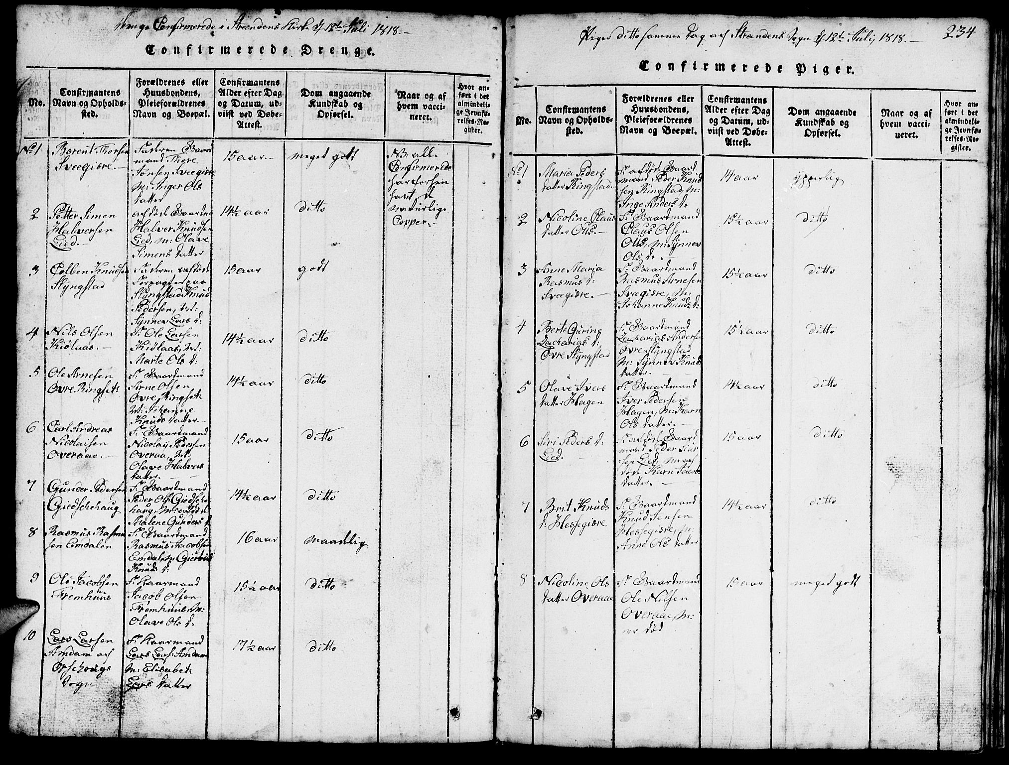 Ministerialprotokoller, klokkerbøker og fødselsregistre - Møre og Romsdal, SAT/A-1454/520/L0289: Klokkerbok nr. 520C01, 1817-1837, s. 234