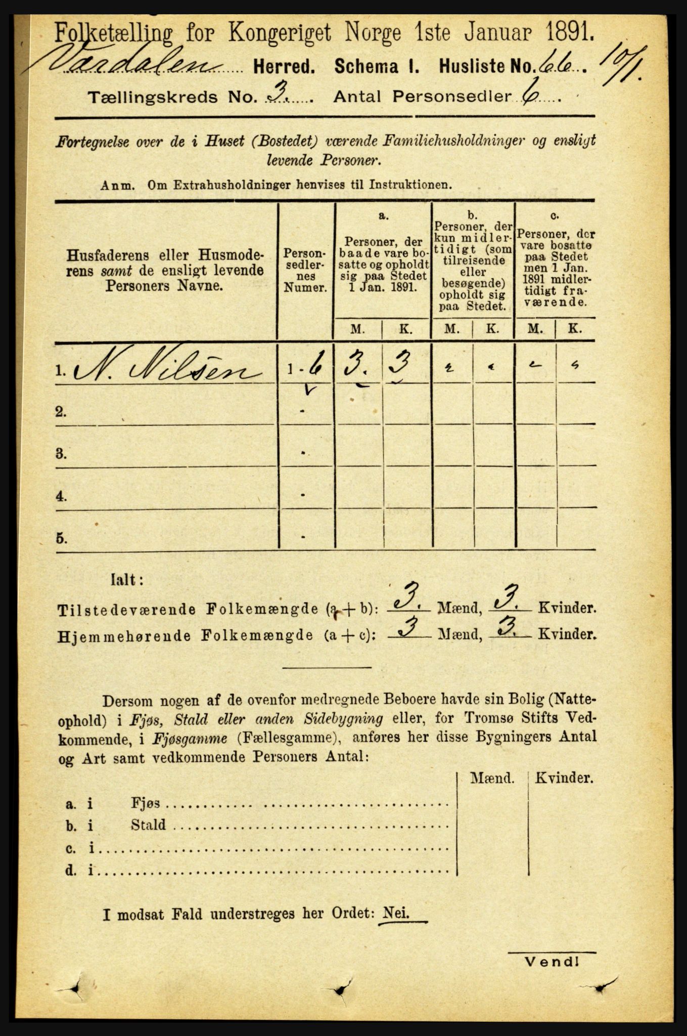 RA, Folketelling 1891 for 1721 Verdal herred, 1891, s. 1725