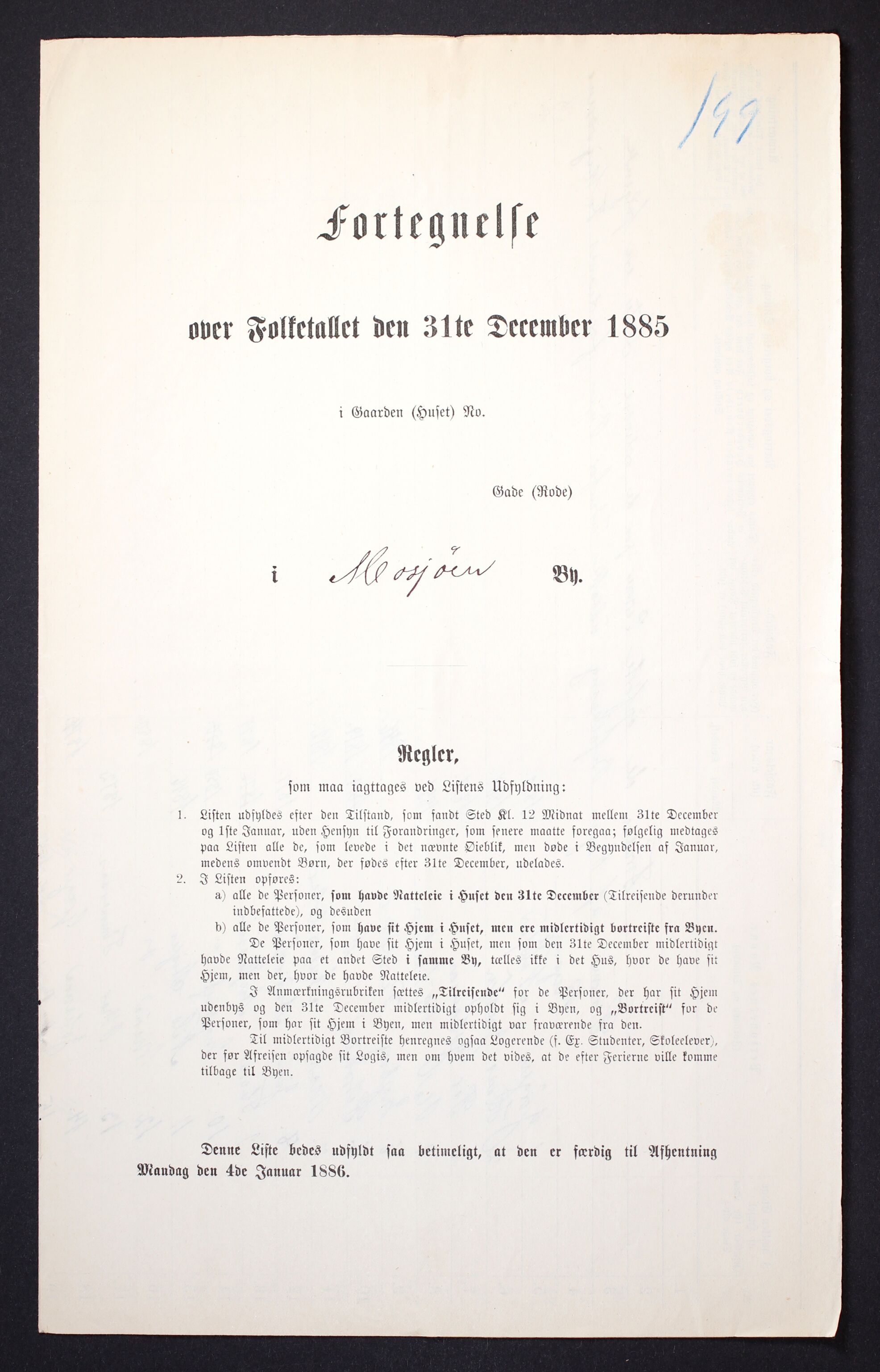 SAT, Folketelling 1885 for 1802 Mosjøen ladested, 1885