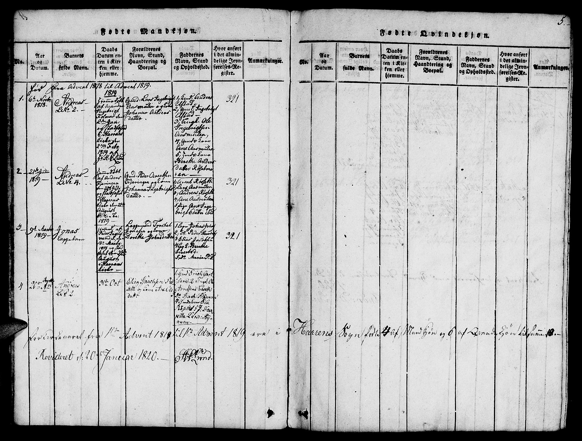 Ministerialprotokoller, klokkerbøker og fødselsregistre - Nord-Trøndelag, SAT/A-1458/759/L0527: Klokkerbok nr. 759C01 /1, 1816-1825, s. 5