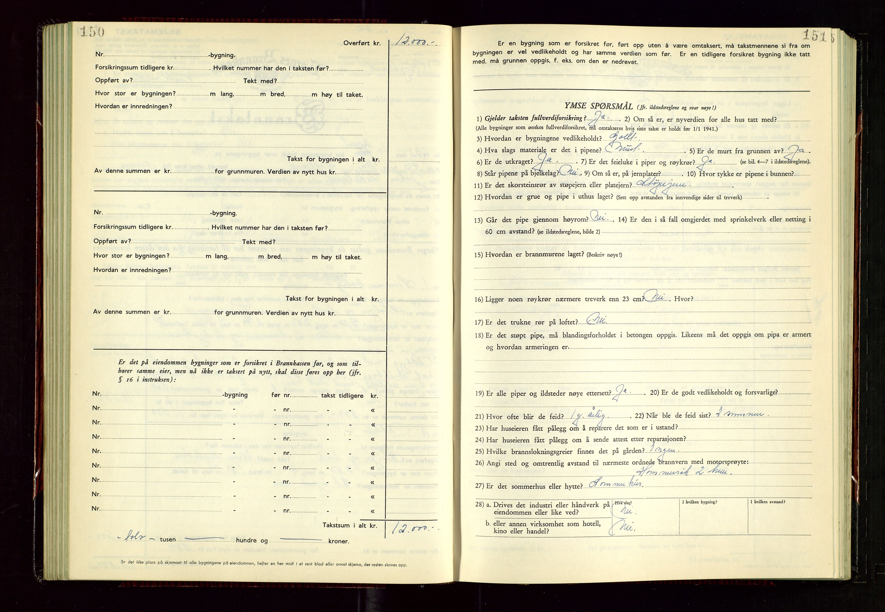 Hetland lensmannskontor, AV/SAST-A-100101/Gob/L0008: "Branntakstprotokoll", 1949-1953, s. 150-151