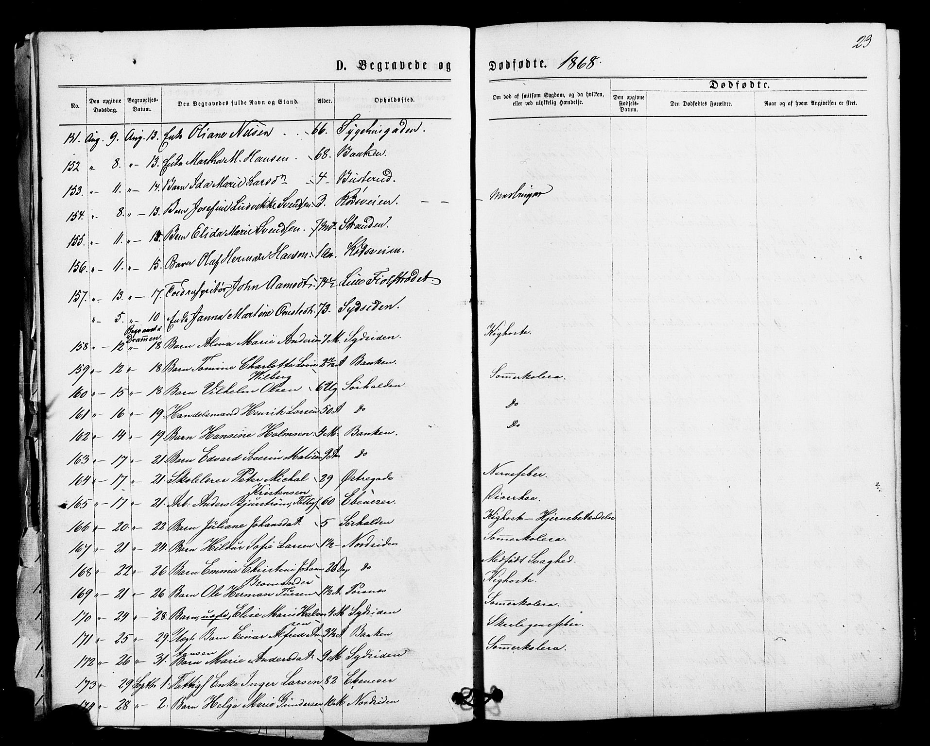 Halden prestekontor Kirkebøker, AV/SAO-A-10909/F/Fa/L0010: Ministerialbok nr. I 10, 1866-1877, s. 23