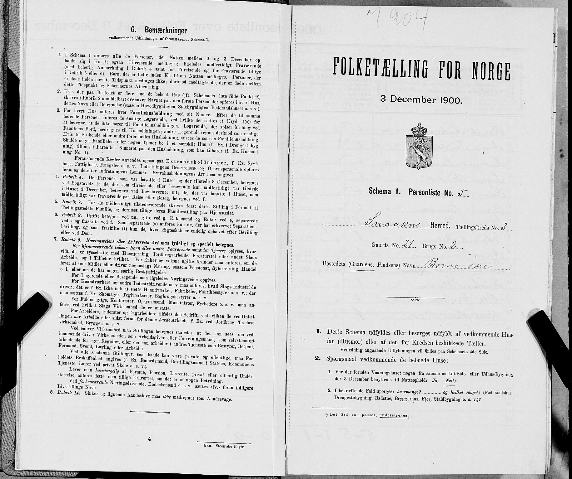 SAT, Folketelling 1900 for 1736 Snåsa herred, 1900, s. 579
