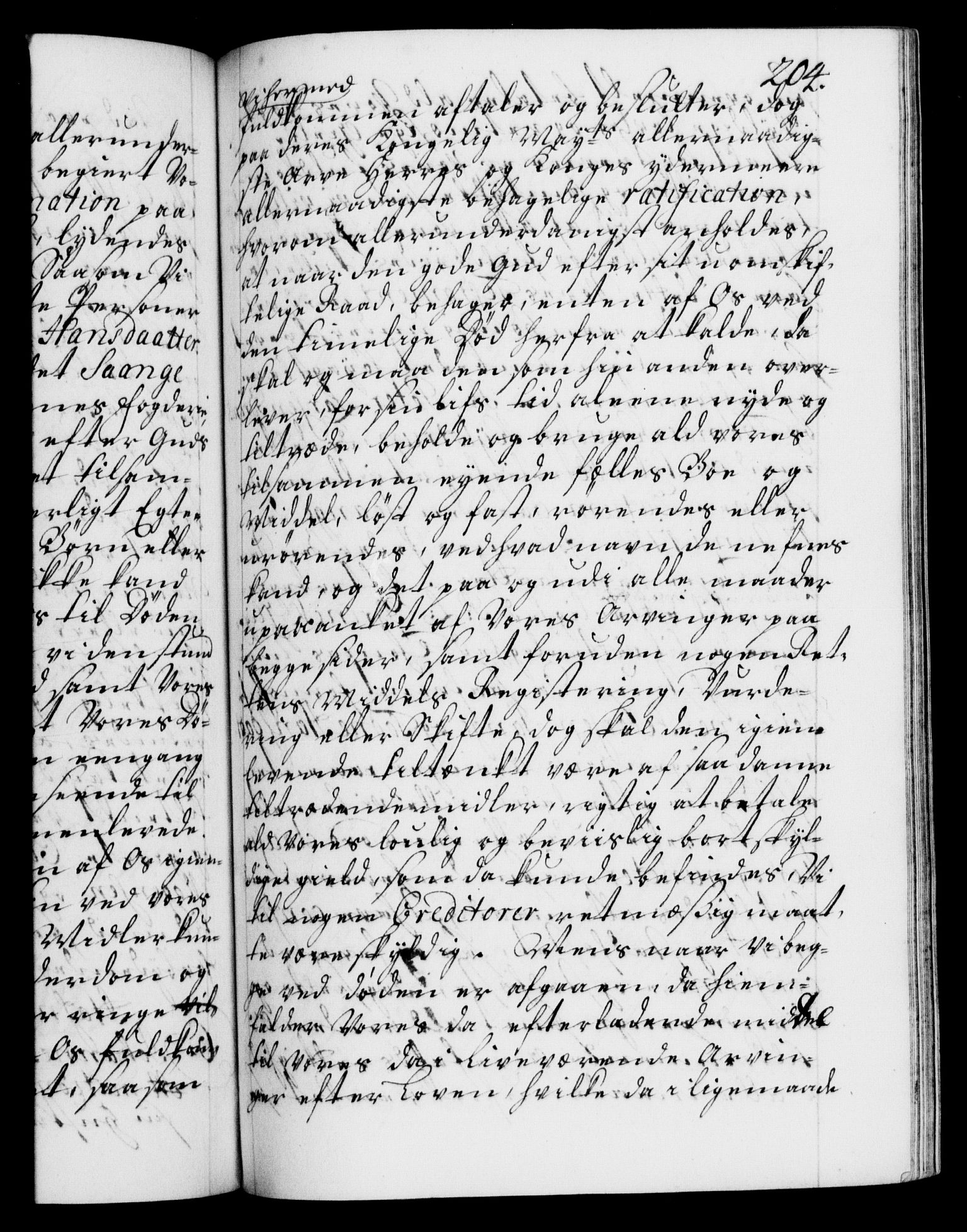 Danske Kanselli 1572-1799, RA/EA-3023/F/Fc/Fca/Fcaa/L0021: Norske registre, 1712-1715, s. 204a