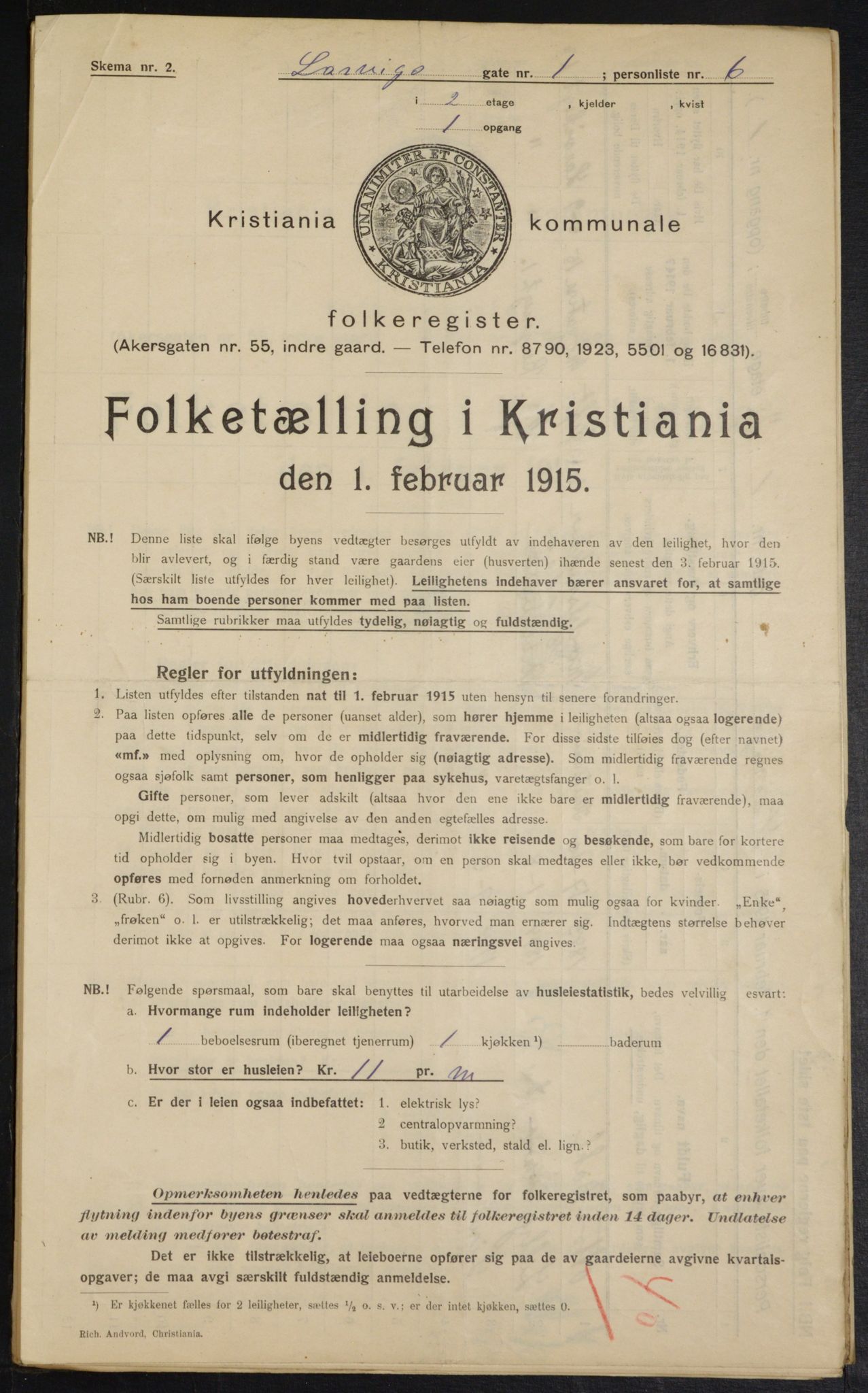 OBA, Kommunal folketelling 1.2.1915 for Kristiania, 1915, s. 56585