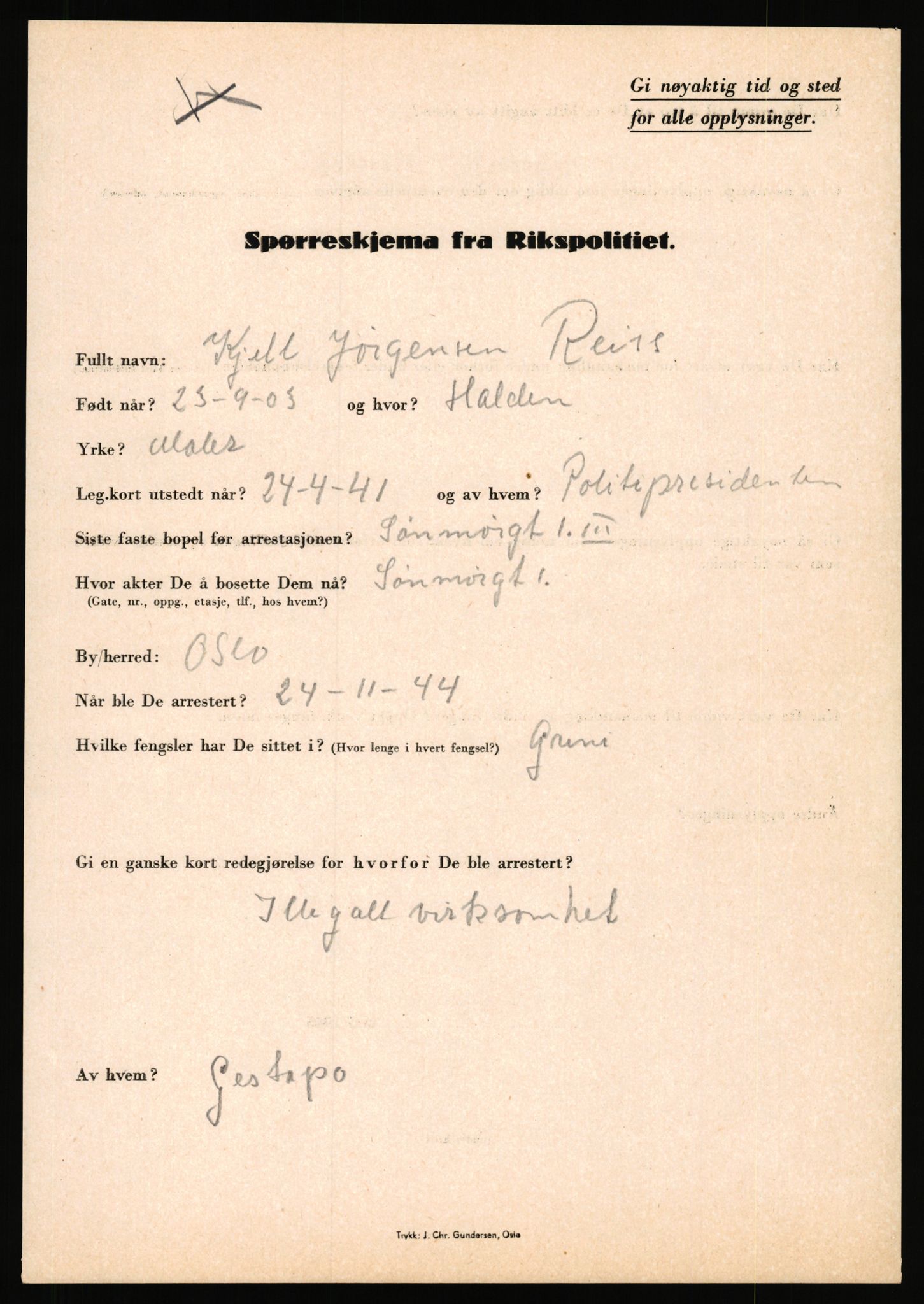 Rikspolitisjefen, AV/RA-S-1560/L/L0014: Pettersen, Aksel - Savosnick, Ernst, 1940-1945, s. 466