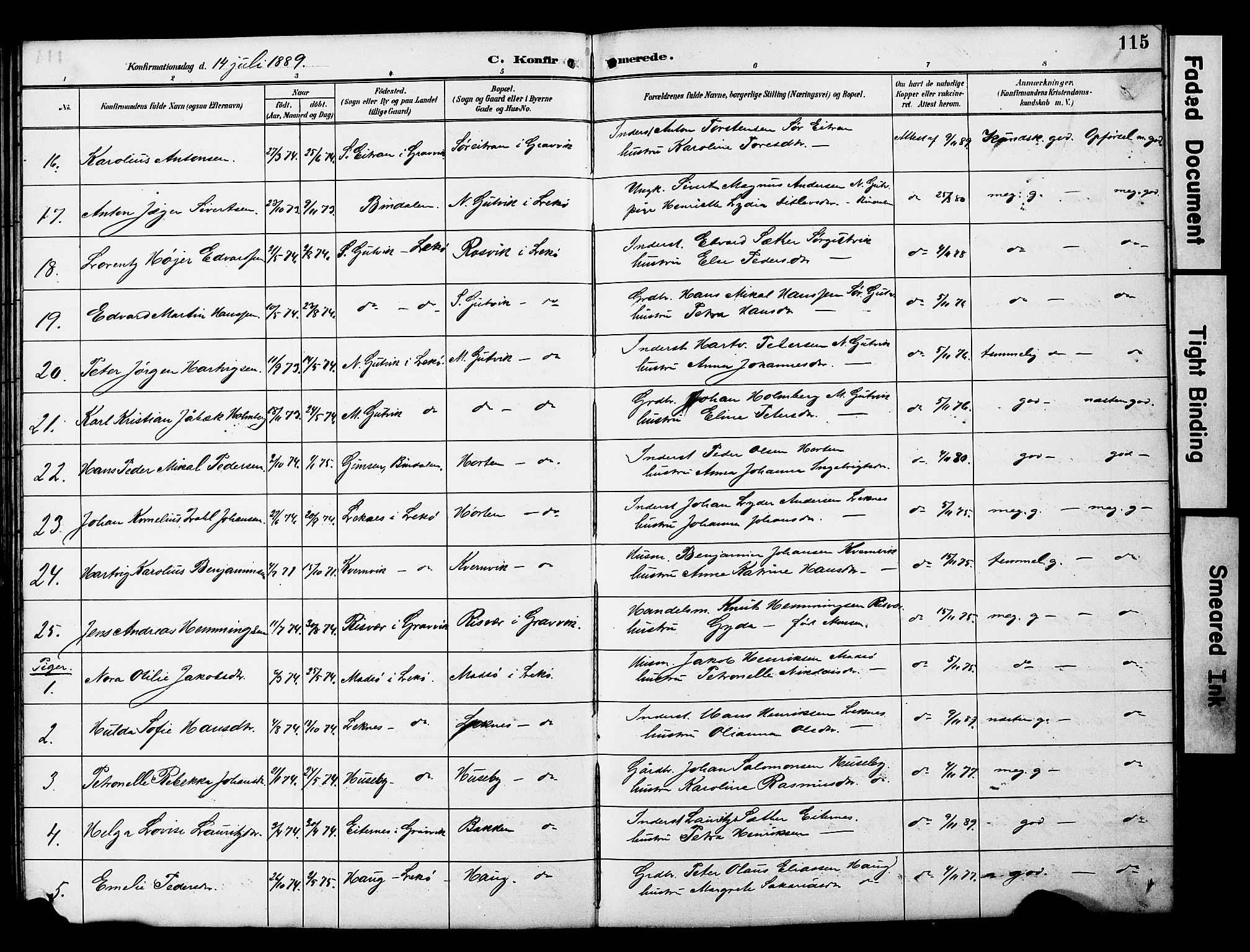 Ministerialprotokoller, klokkerbøker og fødselsregistre - Nord-Trøndelag, AV/SAT-A-1458/788/L0701: Klokkerbok nr. 788C01, 1888-1913, s. 115