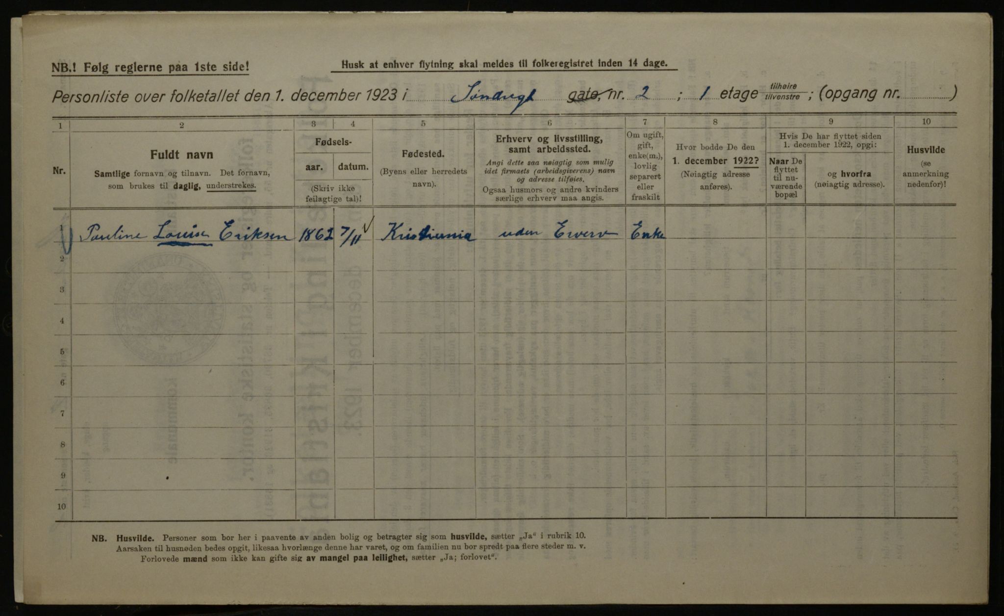 OBA, Kommunal folketelling 1.12.1923 for Kristiania, 1923, s. 117738