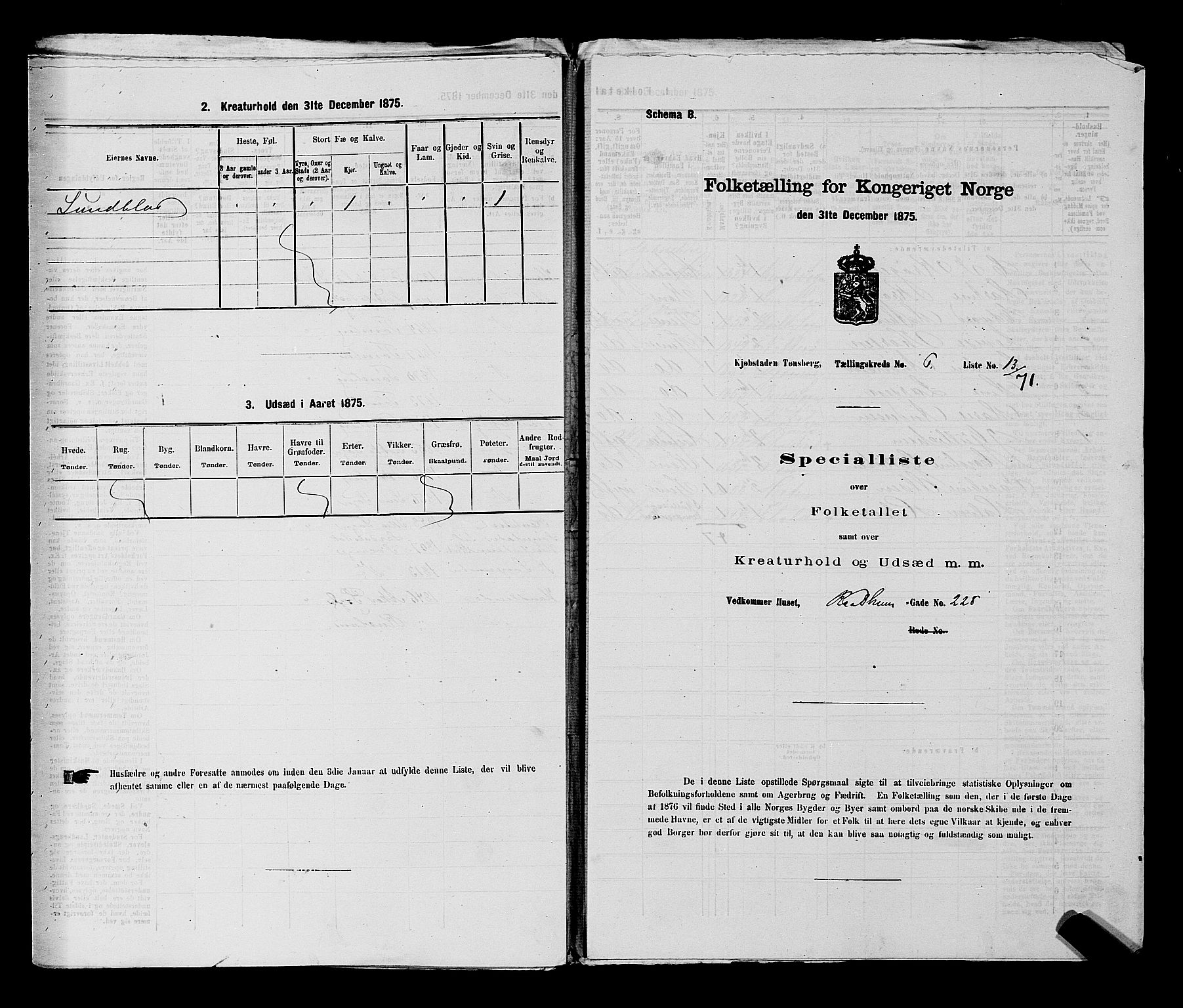 SAKO, Folketelling 1875 for 0705P Tønsberg prestegjeld, 1875, s. 189