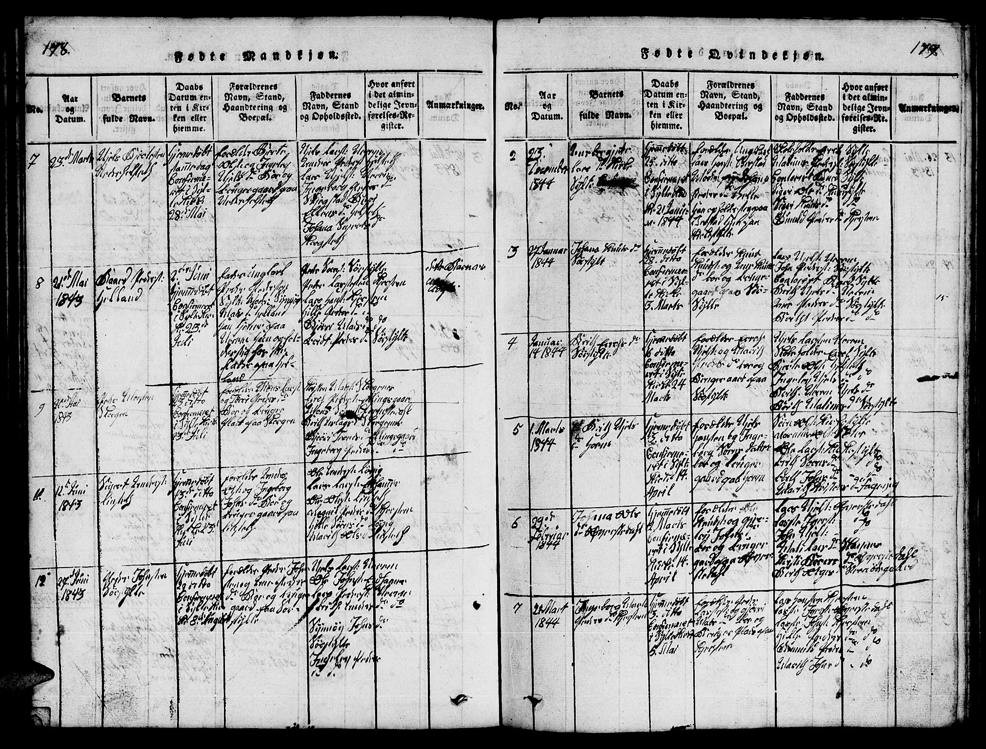 Ministerialprotokoller, klokkerbøker og fødselsregistre - Møre og Romsdal, AV/SAT-A-1454/541/L0546: Klokkerbok nr. 541C01, 1818-1856, s. 178-179