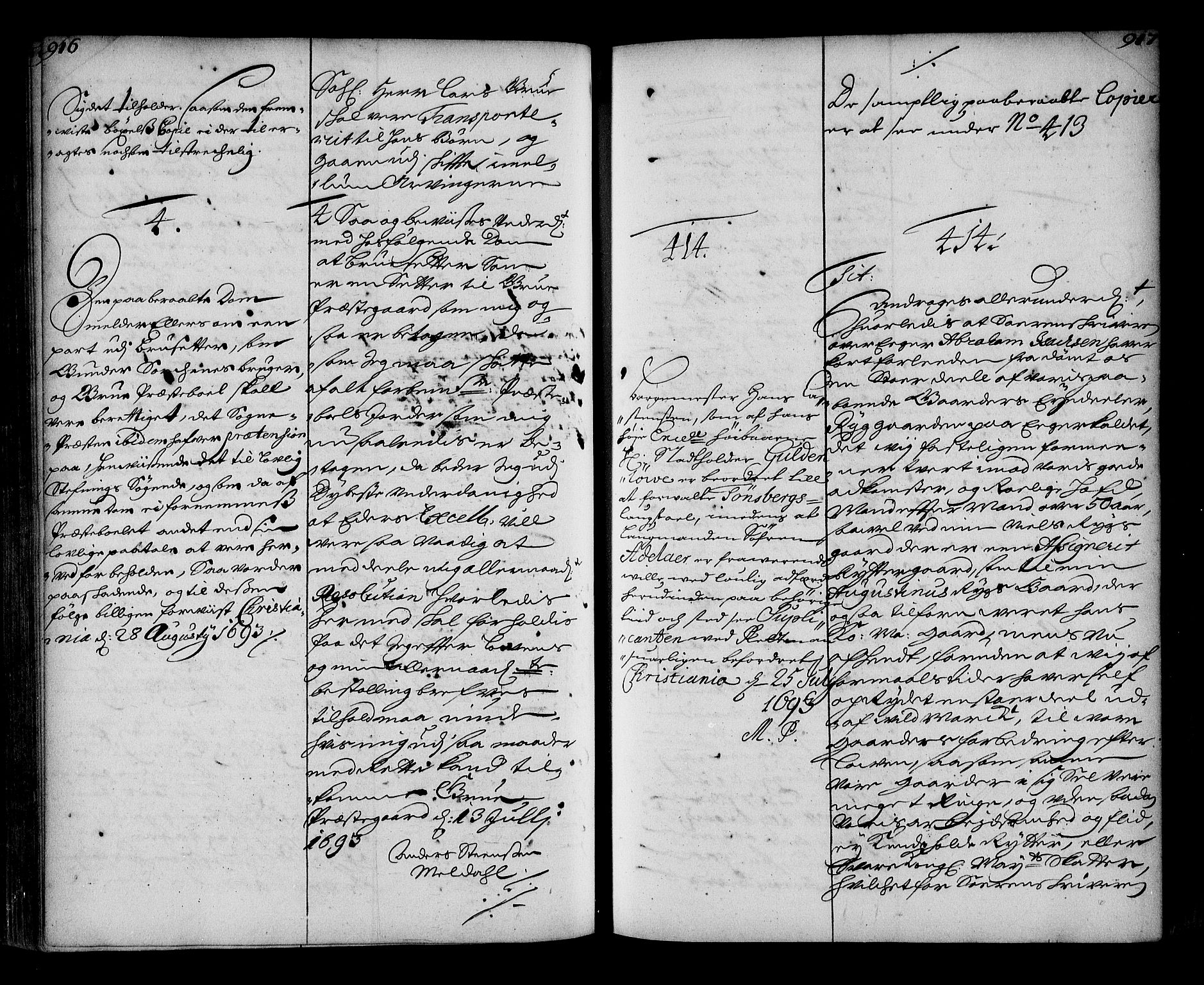 Stattholderembetet 1572-1771, AV/RA-EA-2870/Ae/L0010: Supplikasjons- og resolusjonsprotokoll, 1692-1693, s. 916-917