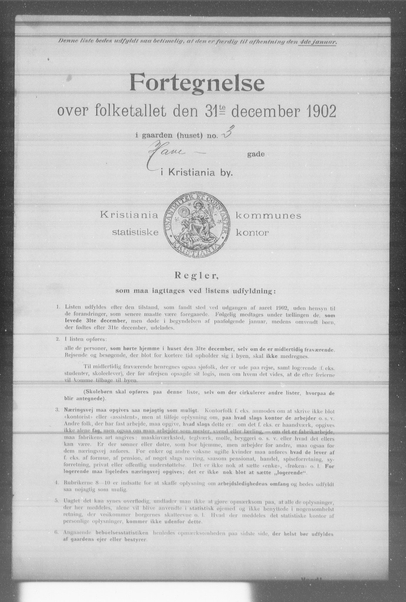 OBA, Kommunal folketelling 31.12.1902 for Kristiania kjøpstad, 1902, s. 6873