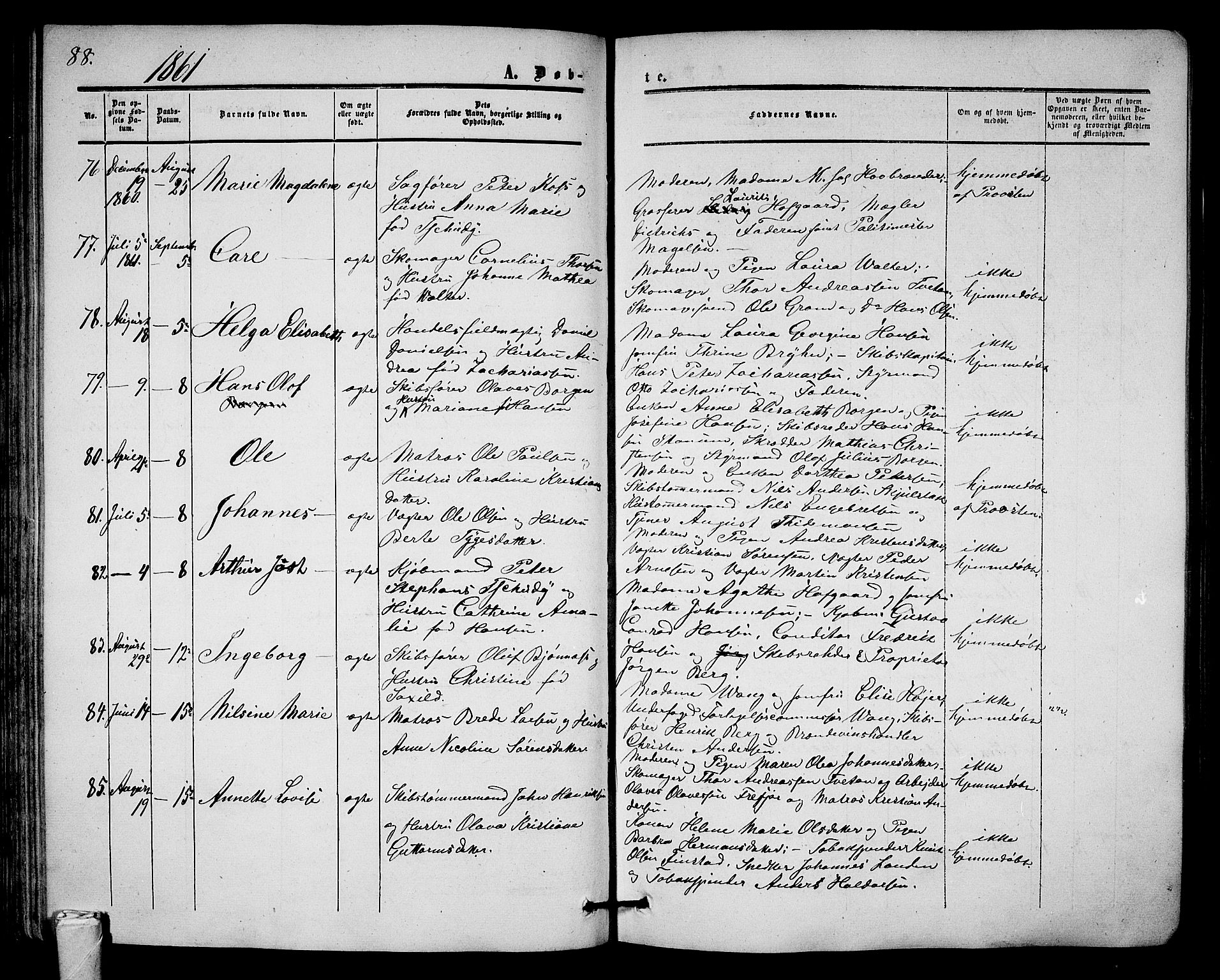 Tønsberg kirkebøker, AV/SAKO-A-330/G/Ga/L0003: Klokkerbok nr. 3, 1855-1864, s. 88