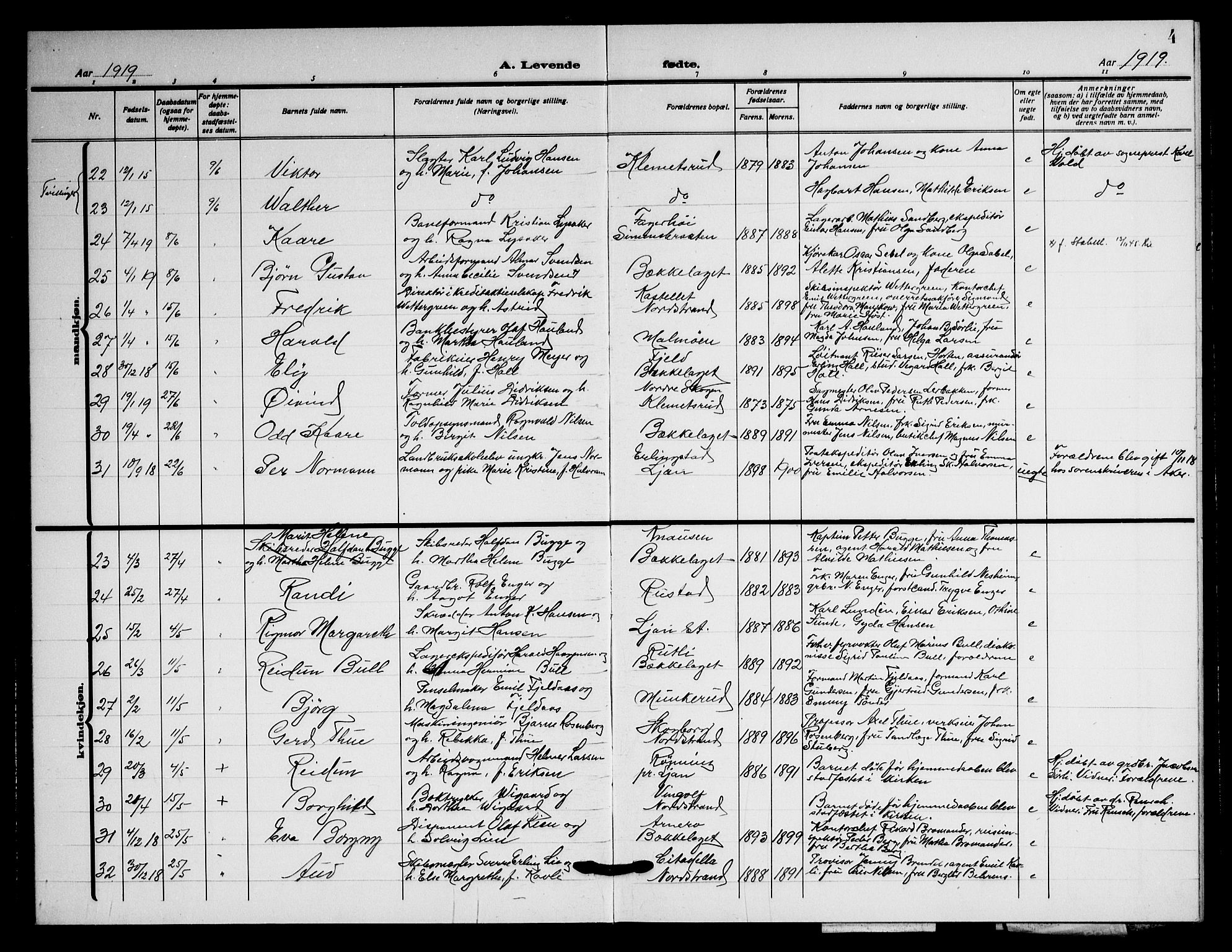 Nordstrand prestekontor Kirkebøker, AV/SAO-A-10362a/G/Ga/L0002: Klokkerbok nr. I 2, 1918-1925, s. 4