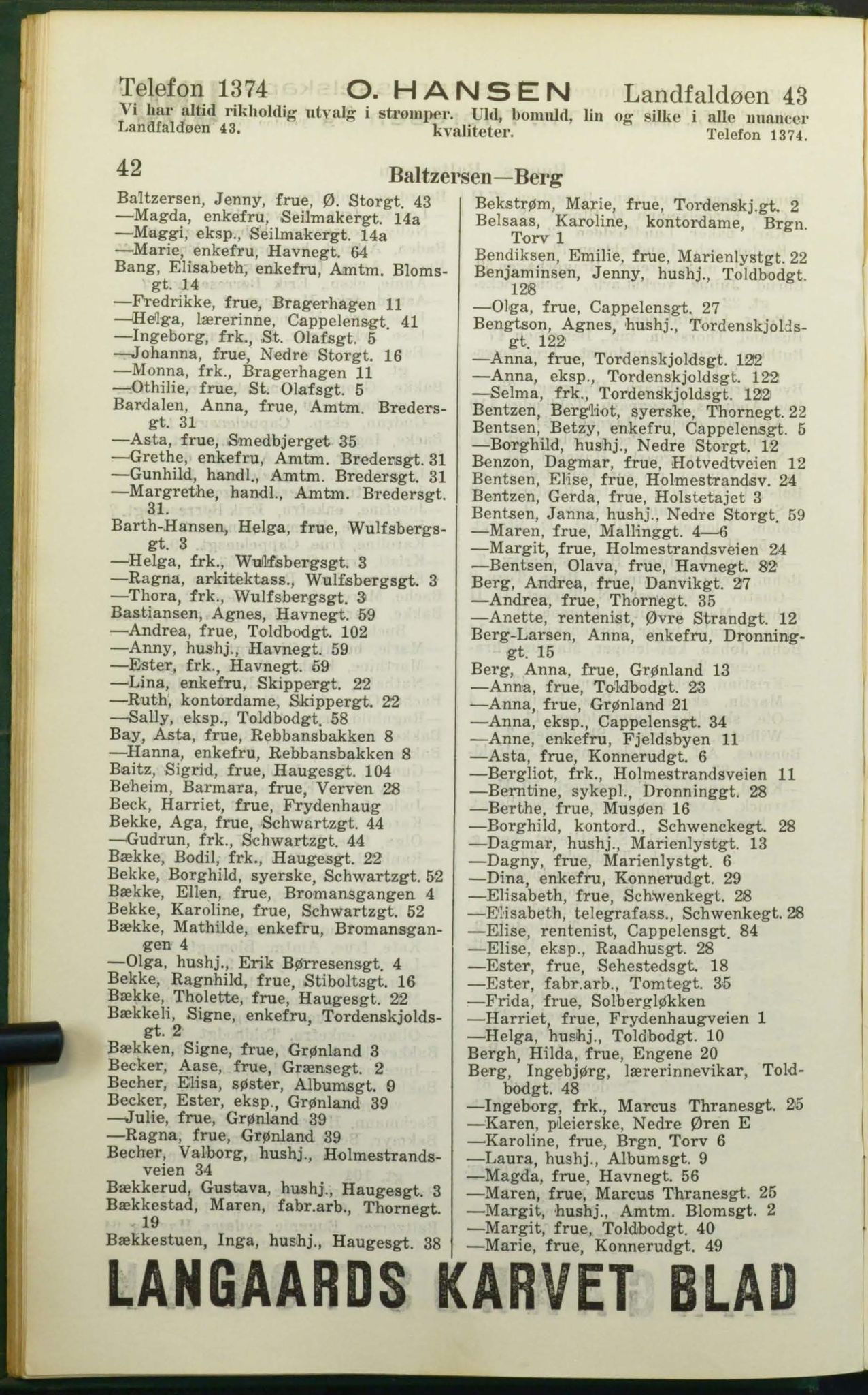 Drammen adressebok, DRMK/-, 1925, s. 42