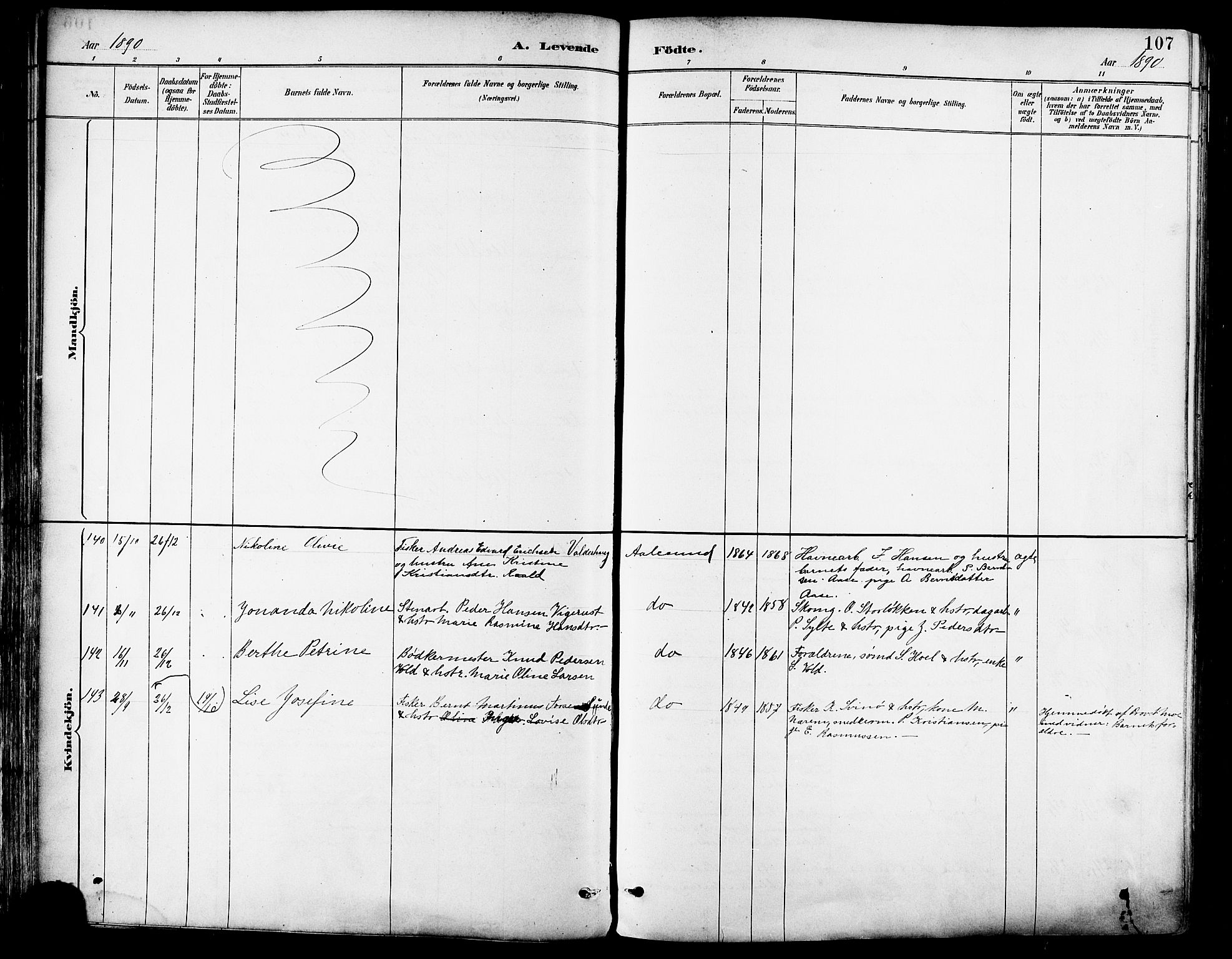 Ministerialprotokoller, klokkerbøker og fødselsregistre - Møre og Romsdal, SAT/A-1454/529/L0455: Ministerialbok nr. 529A05, 1885-1893, s. 107
