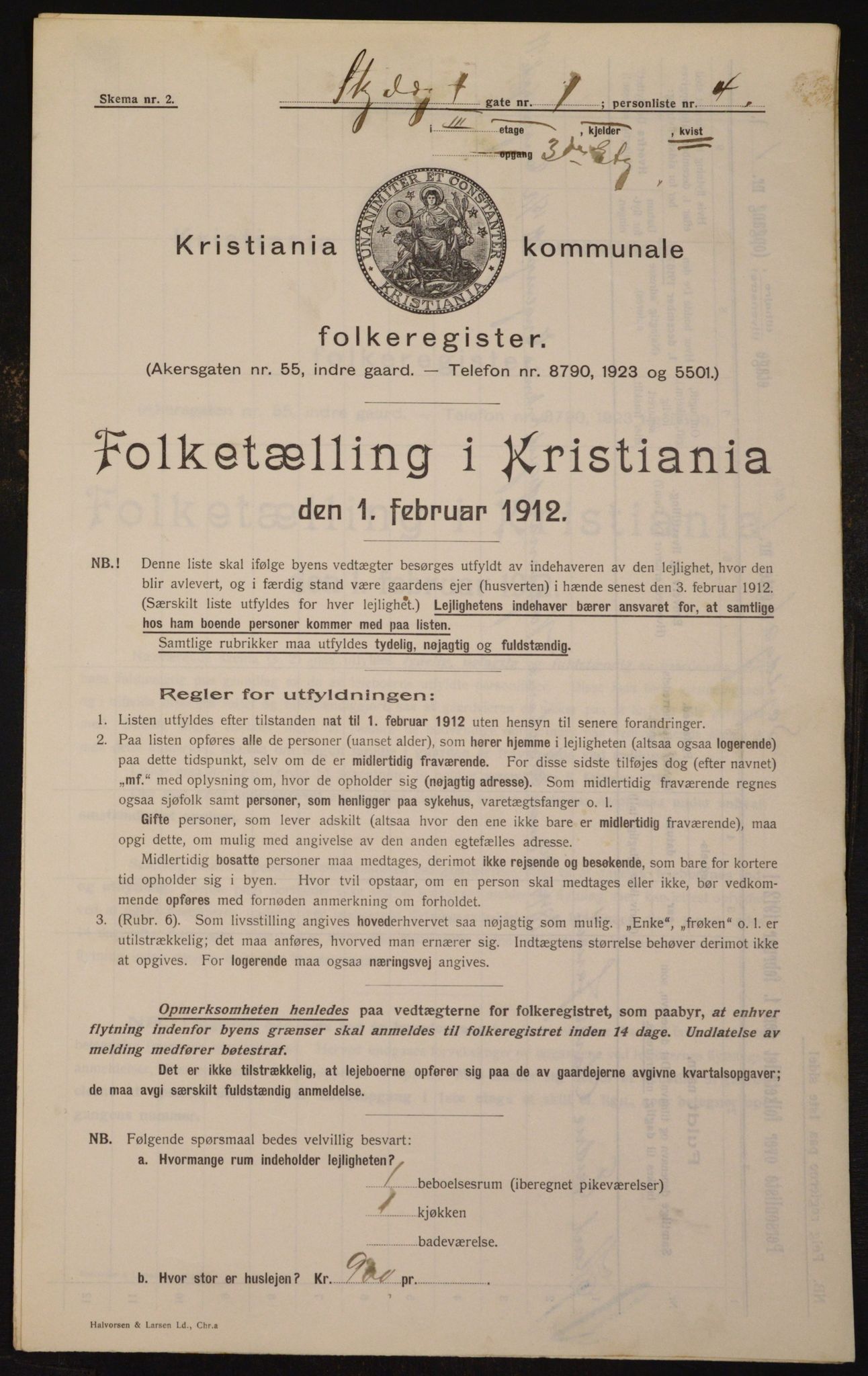 OBA, Kommunal folketelling 1.2.1912 for Kristiania, 1912, s. 96459