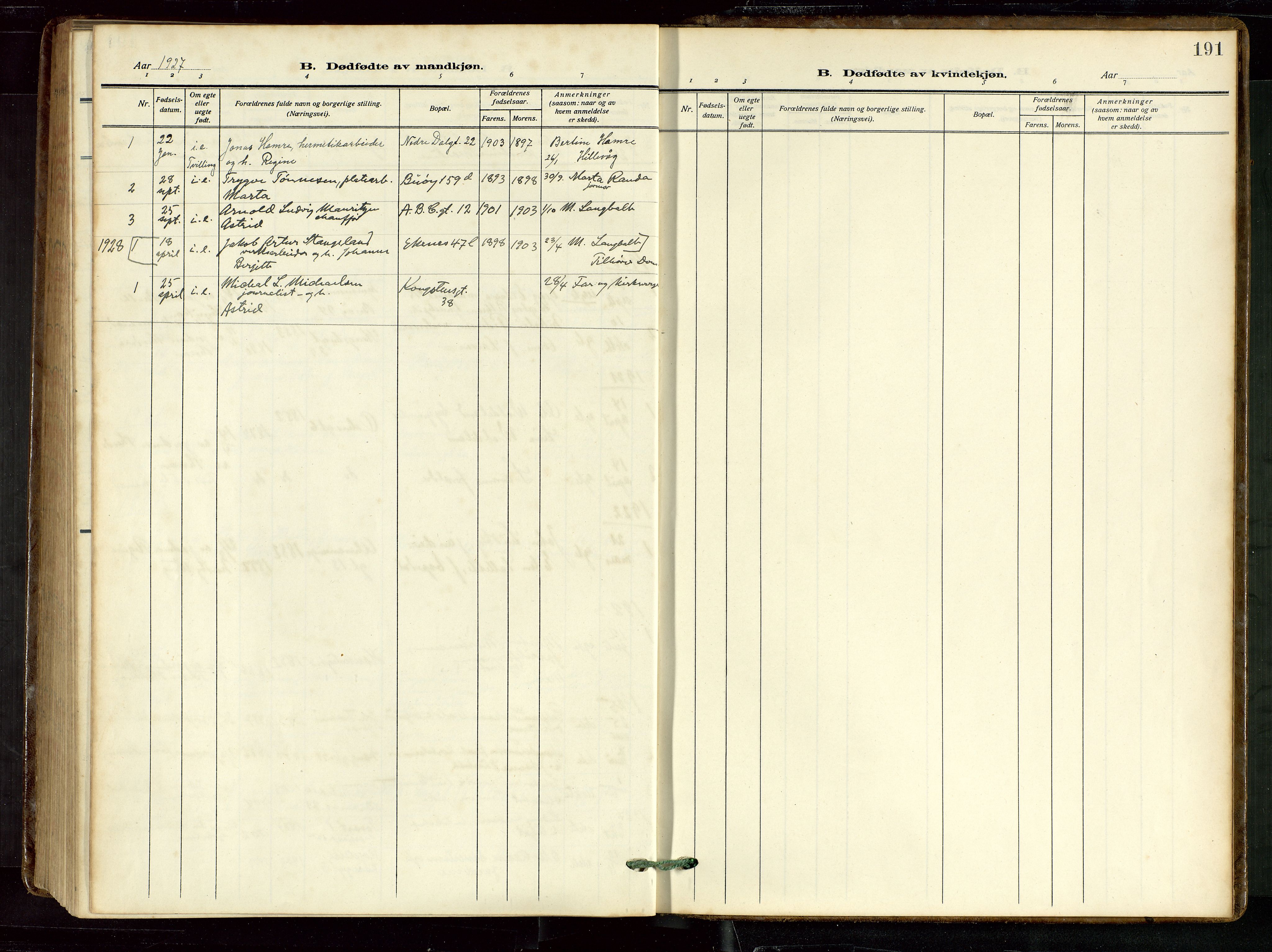 St. Petri sokneprestkontor, AV/SAST-A-101813/002/D/L0003: Ministerialbok nr. A 28, 1919-1938, s. 191