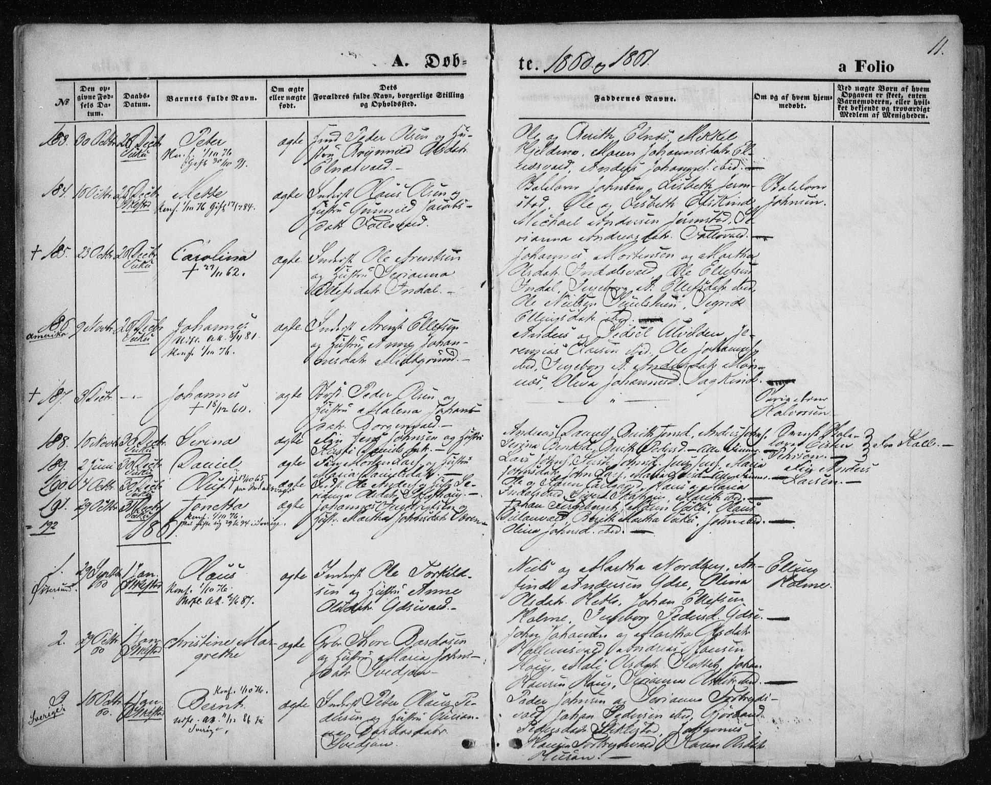 Ministerialprotokoller, klokkerbøker og fødselsregistre - Nord-Trøndelag, SAT/A-1458/723/L0241: Ministerialbok nr. 723A10, 1860-1869, s. 11