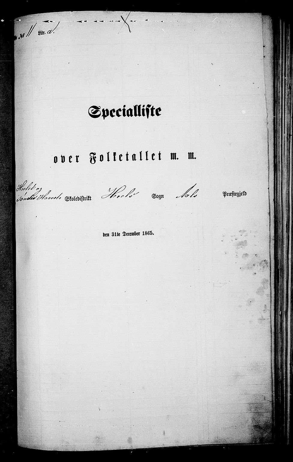 RA, Folketelling 1865 for 0619P Ål prestegjeld, 1865, s. 181