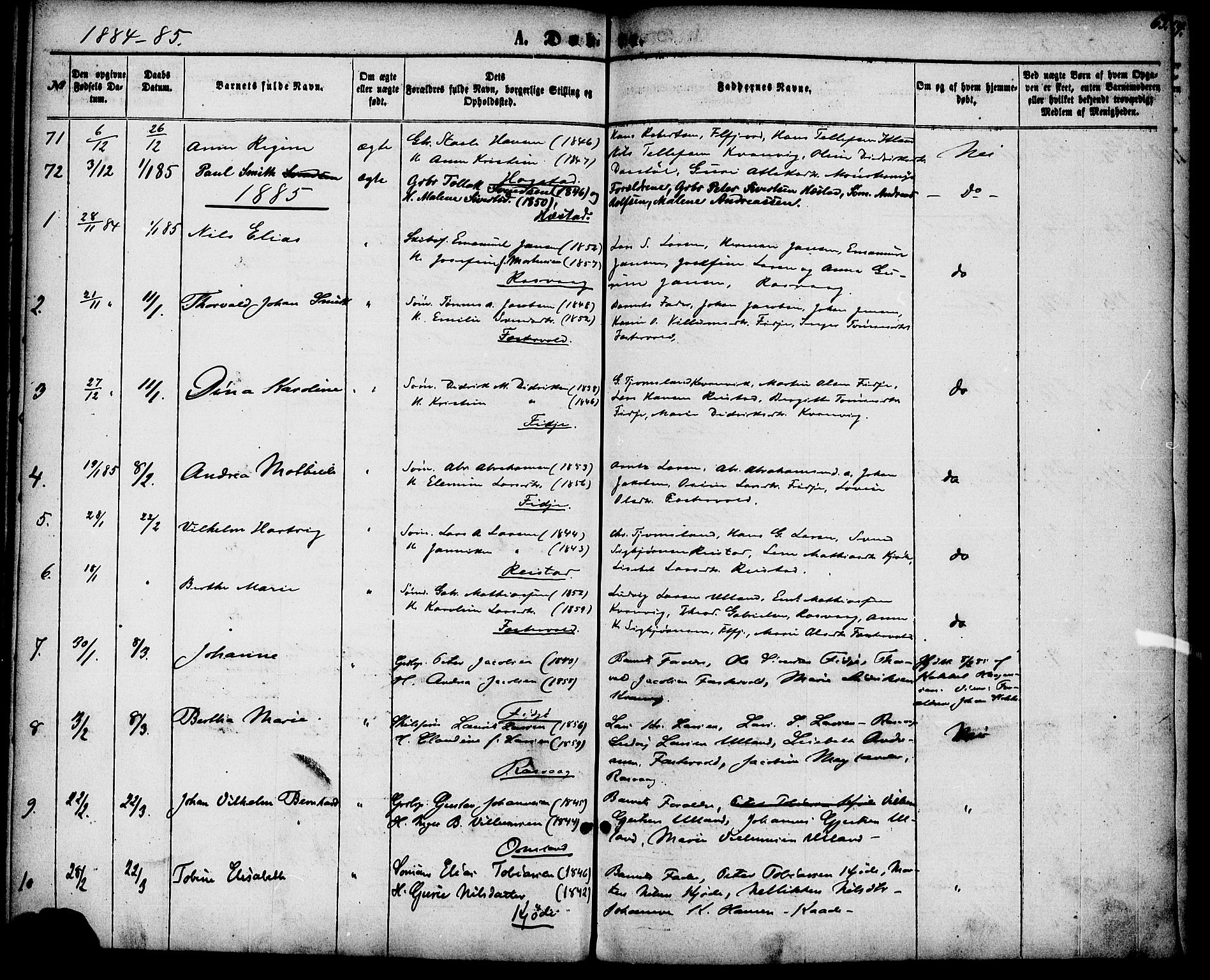 Flekkefjord sokneprestkontor, AV/SAK-1111-0012/F/Fa/Fab/L0005: Ministerialbok nr. A 5, 1870-1886, s. 63