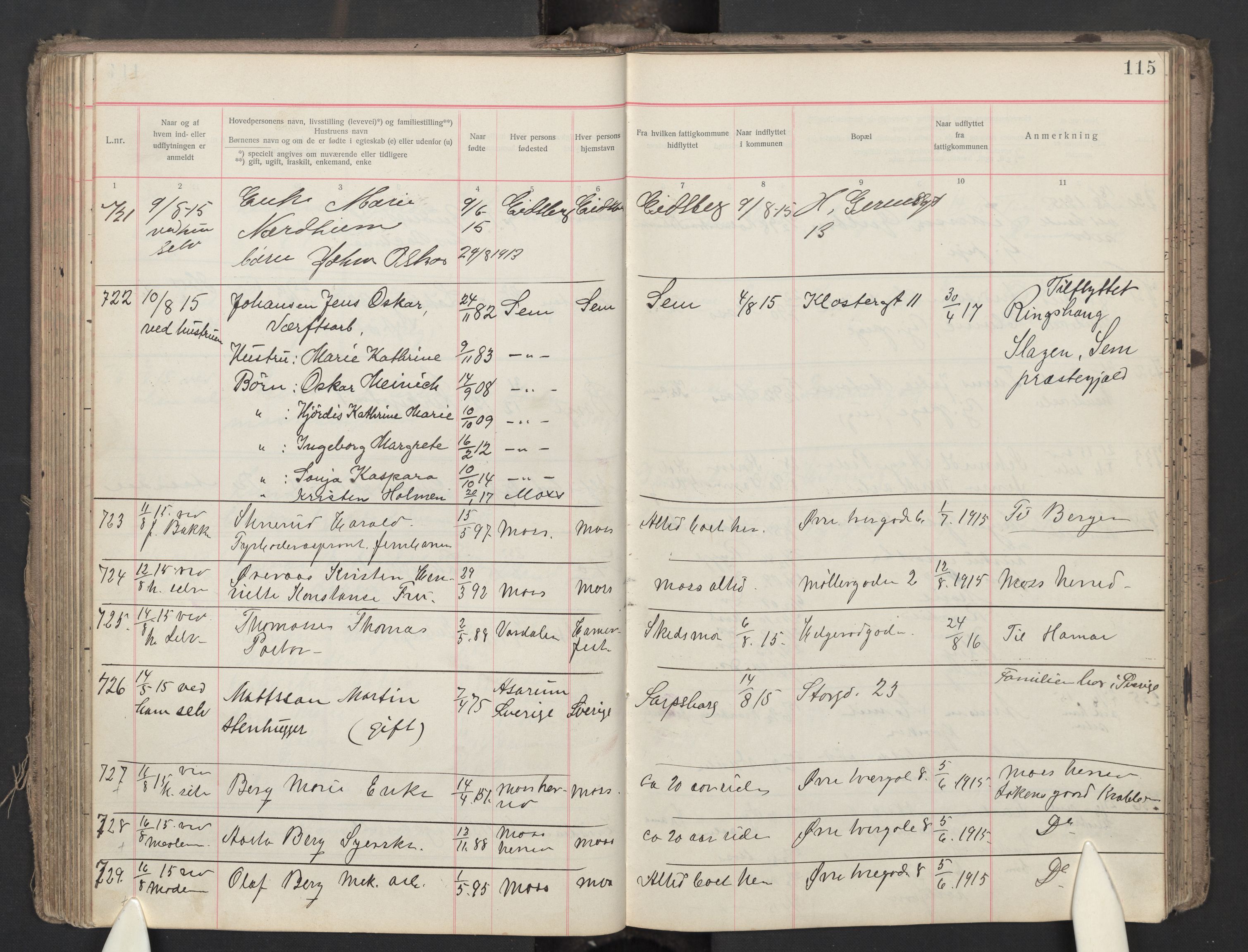 Moss folkeregister, AV/SAO-A-10020/J/L0003: Inn- og utflyttede i Moss fattigkommune, 1913-1917, s. 115
