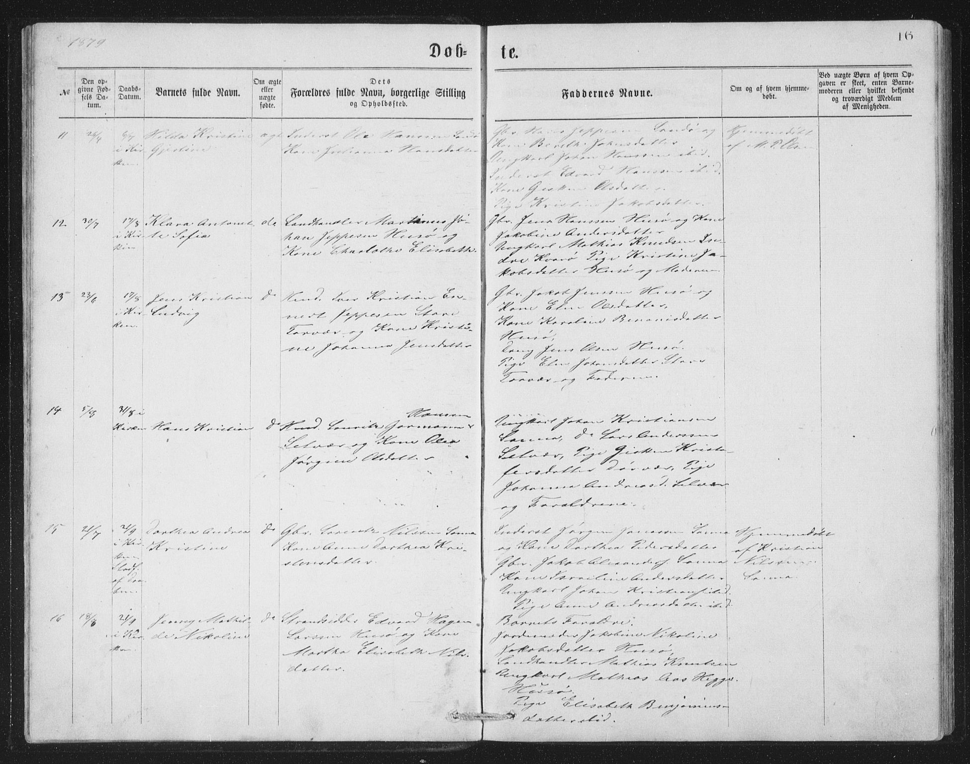 Ministerialprotokoller, klokkerbøker og fødselsregistre - Nordland, SAT/A-1459/840/L0582: Klokkerbok nr. 840C02, 1874-1900, s. 16