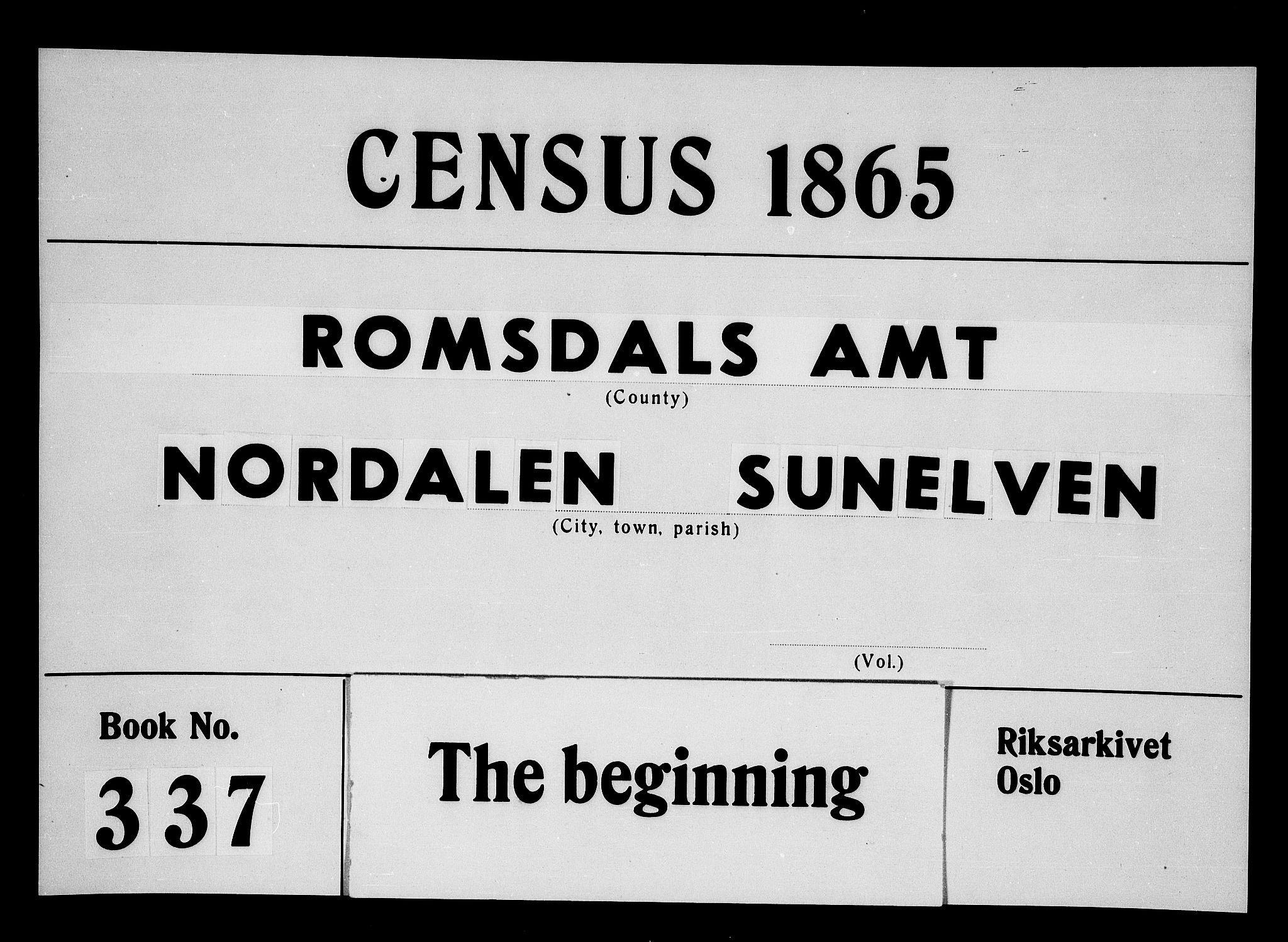 RA, Folketelling 1865 for 1524P Norddal prestegjeld, 1865, s. 1
