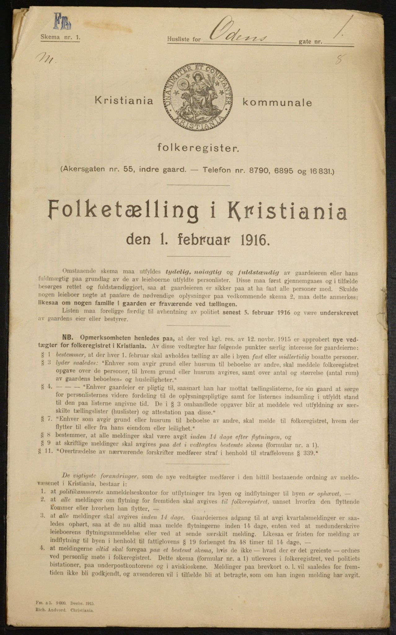 OBA, Kommunal folketelling 1.2.1916 for Kristiania, 1916, s. 76256