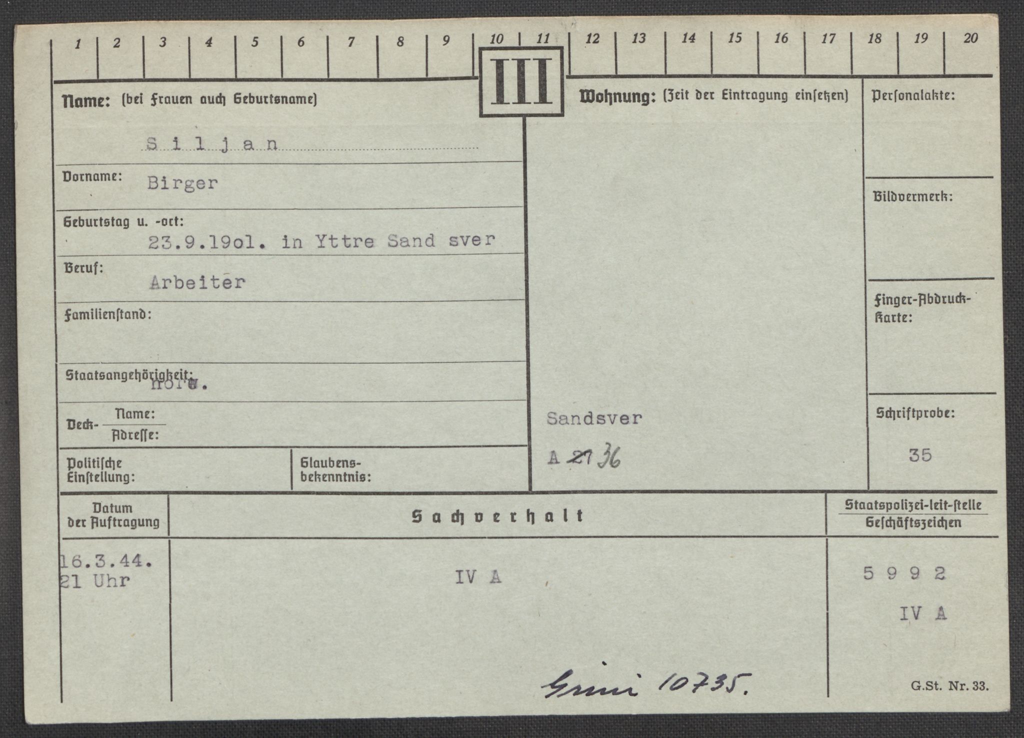 Befehlshaber der Sicherheitspolizei und des SD, RA/RAFA-5969/E/Ea/Eaa/L0009: Register over norske fanger i Møllergata 19: Ru-Sy, 1940-1945, s. 640