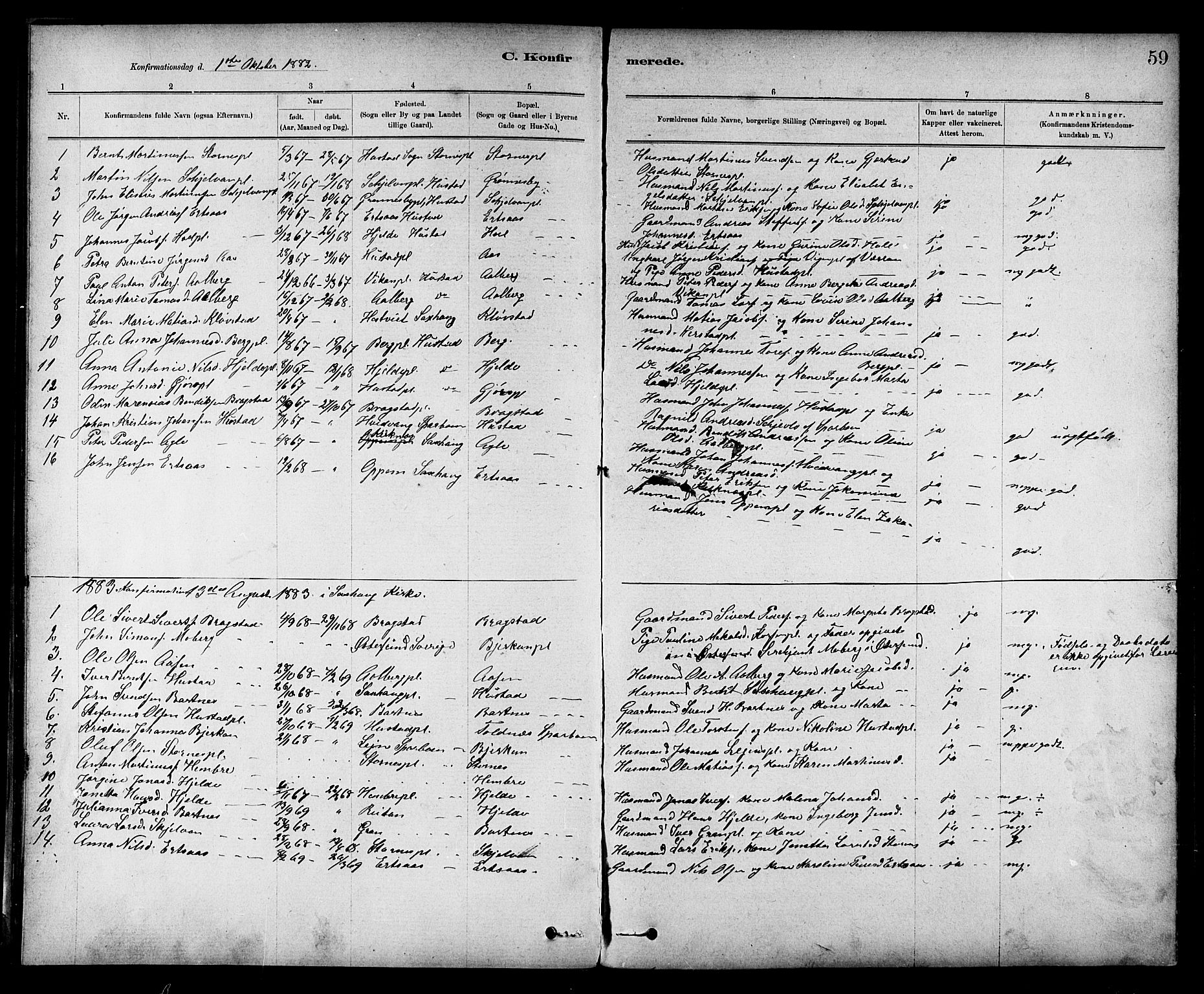 Ministerialprotokoller, klokkerbøker og fødselsregistre - Nord-Trøndelag, SAT/A-1458/732/L0318: Klokkerbok nr. 732C02, 1881-1911, s. 59