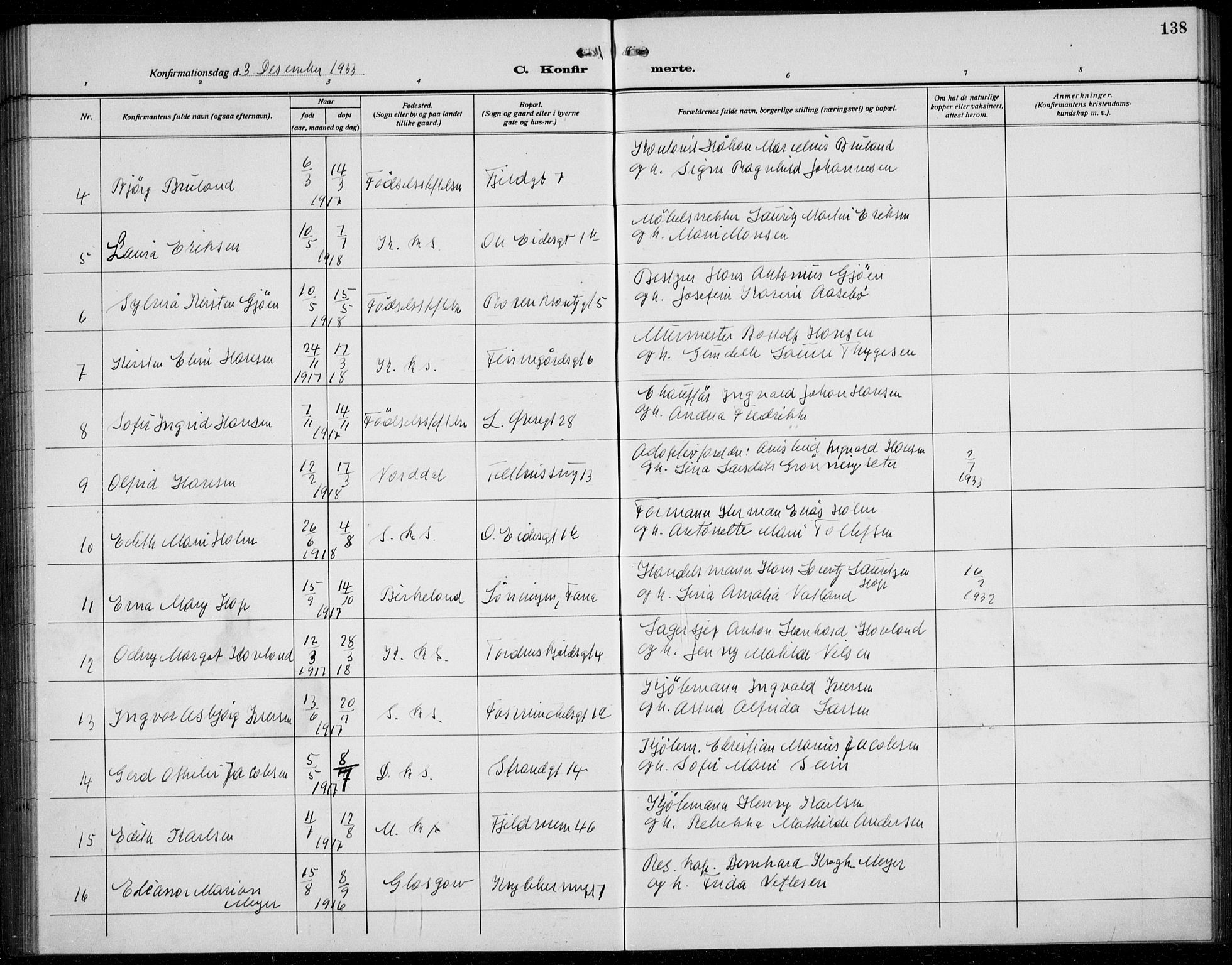 Korskirken sokneprestembete, AV/SAB-A-76101/H/Hab: Klokkerbok nr. C 6, 1918-1941, s. 138