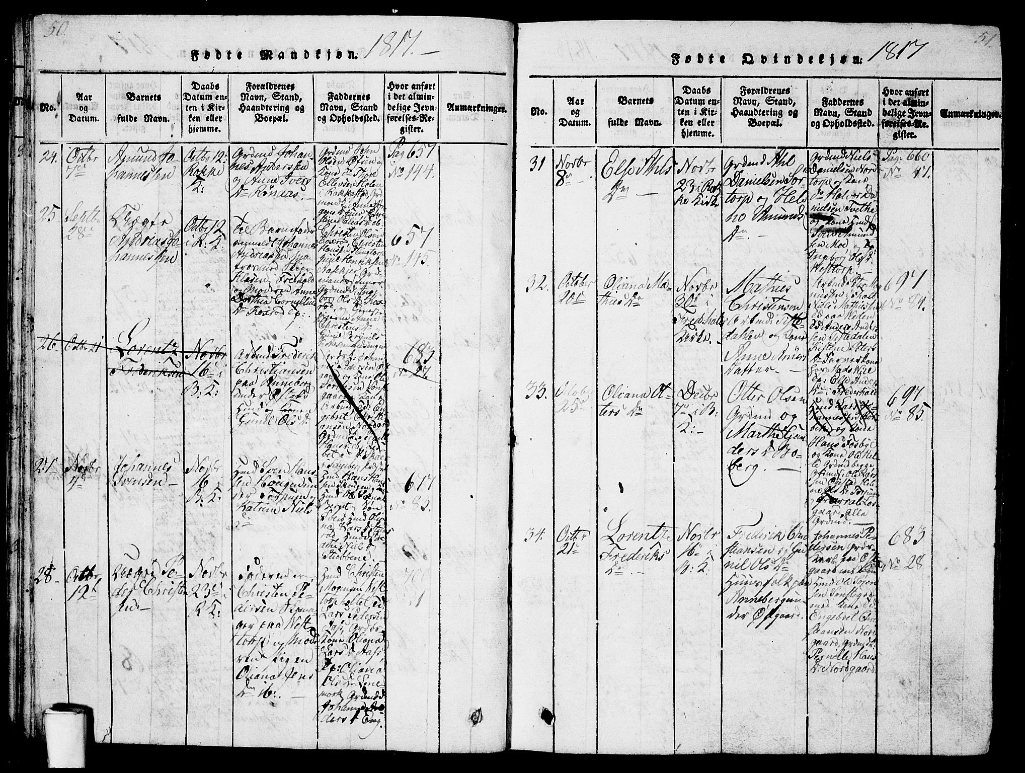 Berg prestekontor Kirkebøker, AV/SAO-A-10902/G/Ga/L0001: Klokkerbok nr. I 1, 1815-1832, s. 50-51