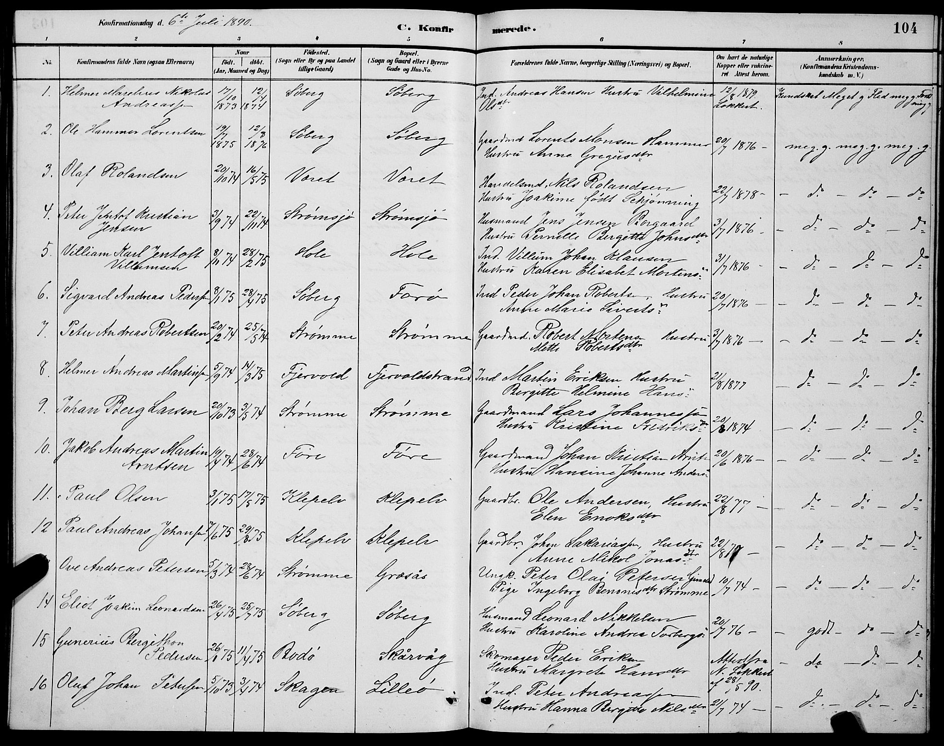 Ministerialprotokoller, klokkerbøker og fødselsregistre - Nordland, SAT/A-1459/891/L1315: Klokkerbok nr. 891C04, 1886-1893, s. 104