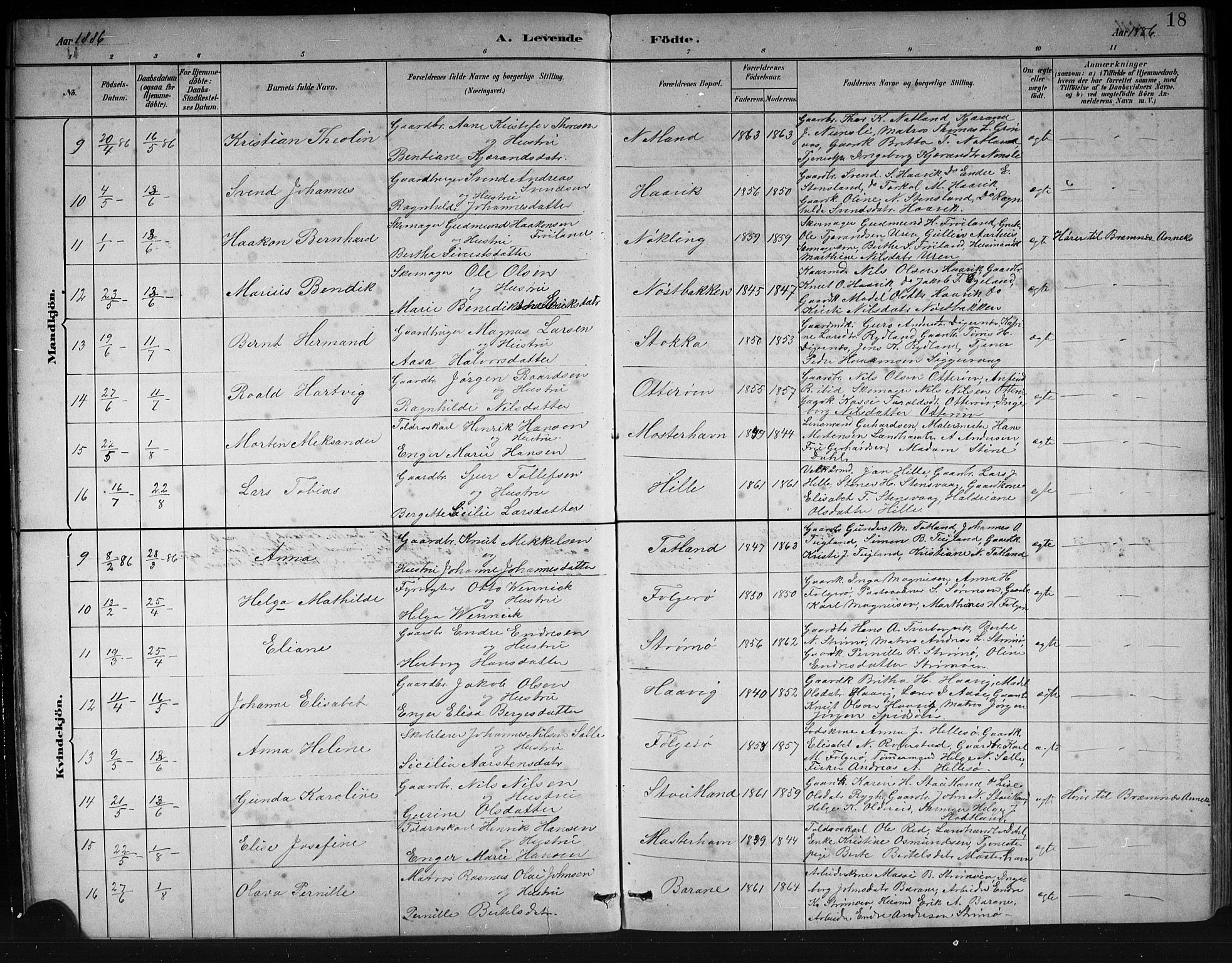Finnås sokneprestembete, AV/SAB-A-99925/H/Ha/Hab/Haba/L0003: Klokkerbok nr. A 3, 1883-1900, s. 18