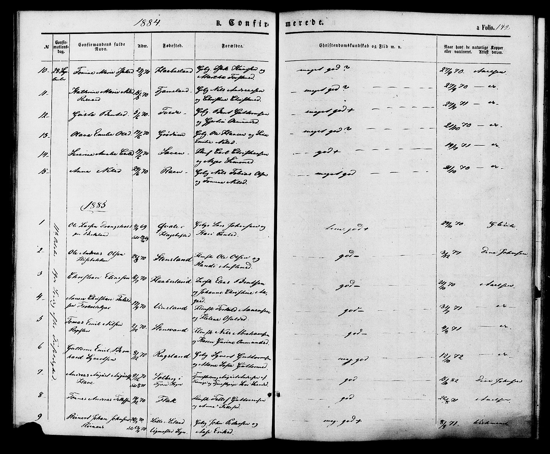 Birkenes sokneprestkontor, SAK/1111-0004/F/Fa/L0004: Ministerialbok nr. A 4, 1867-1886, s. 142