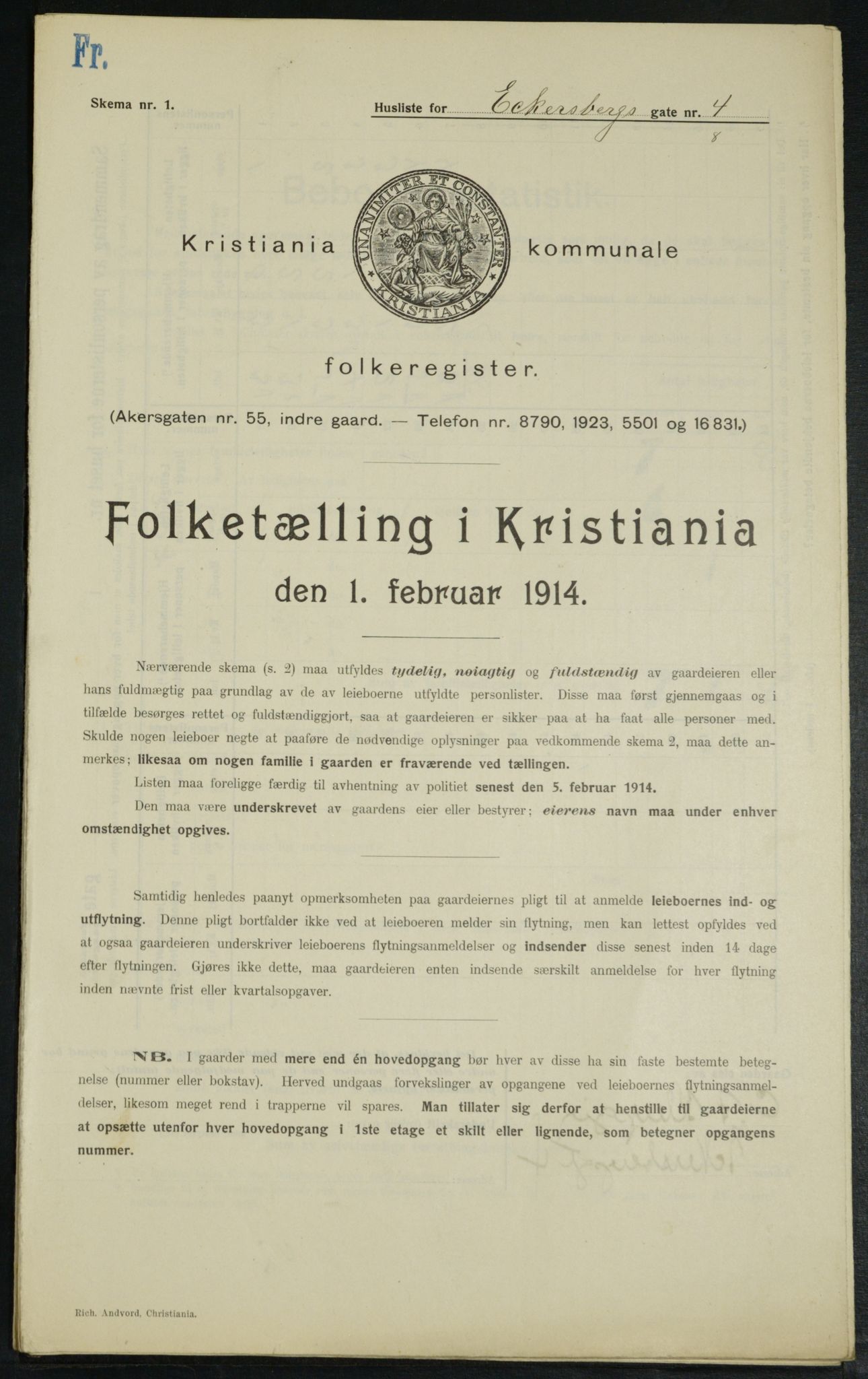 OBA, Kommunal folketelling 1.2.1914 for Kristiania, 1914, s. 18386