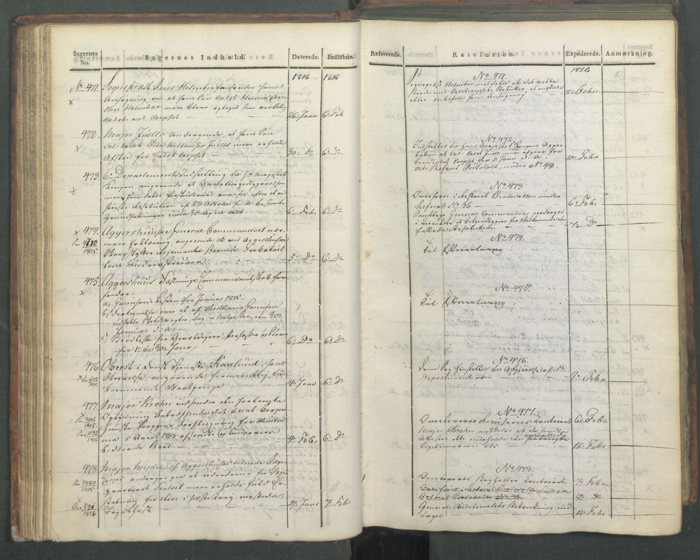 Armédepartementet, AV/RA-RAFA-3493/C/Ca/L0008: 6. Departements Journal, 1816