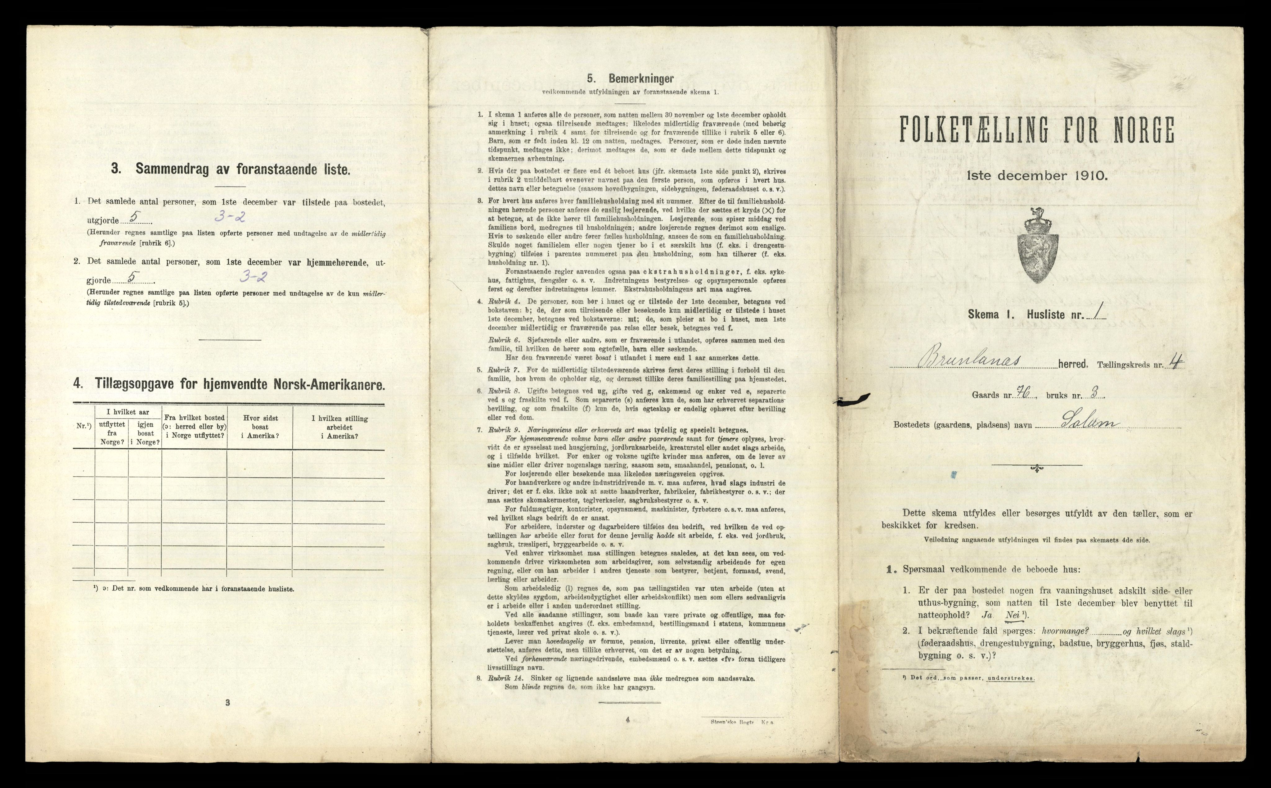 RA, Folketelling 1910 for 0726 Brunlanes herred, 1910, s. 573