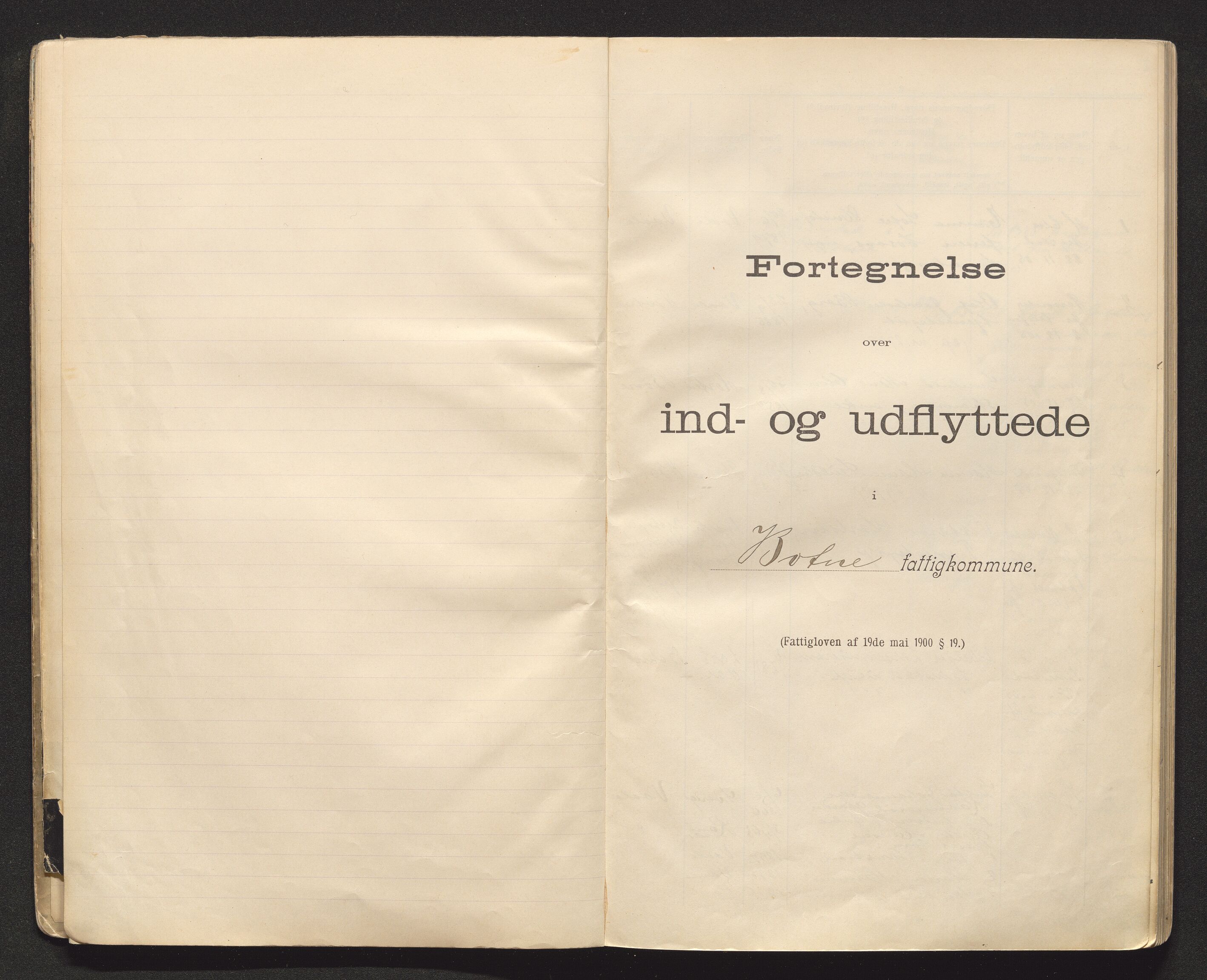 Botne lensmannskontor, AV/SAKO-A-534/O/Oa/L0002: Protokoll over inn- og utflyttede, 1905-1910