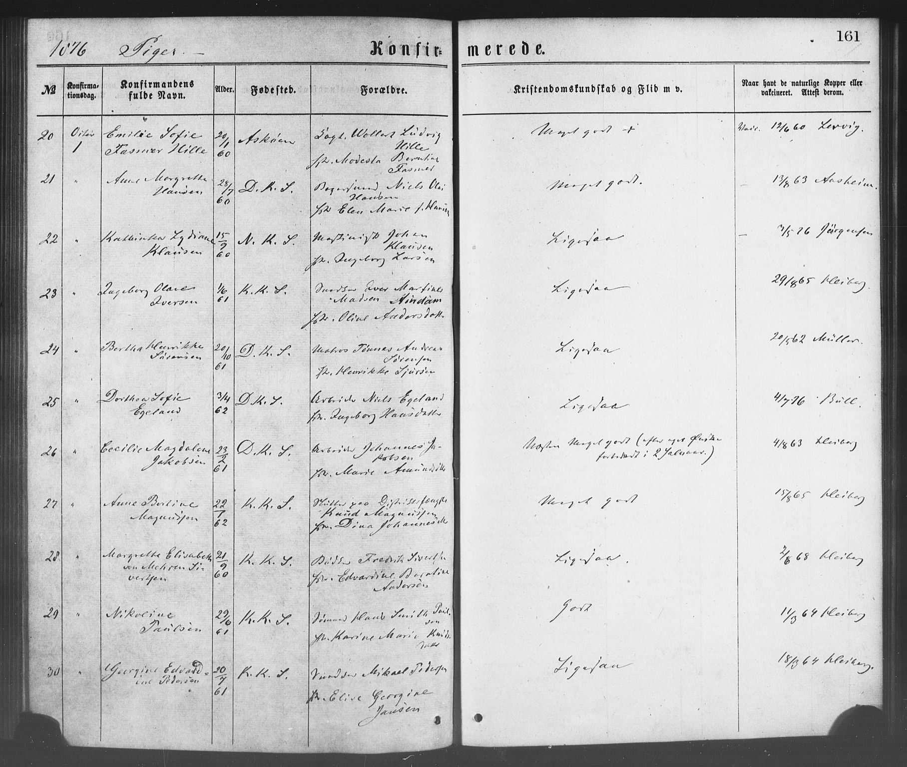 Korskirken sokneprestembete, SAB/A-76101/H/Haa/L0028: Ministerialbok nr. C 4, 1868-1879, s. 161