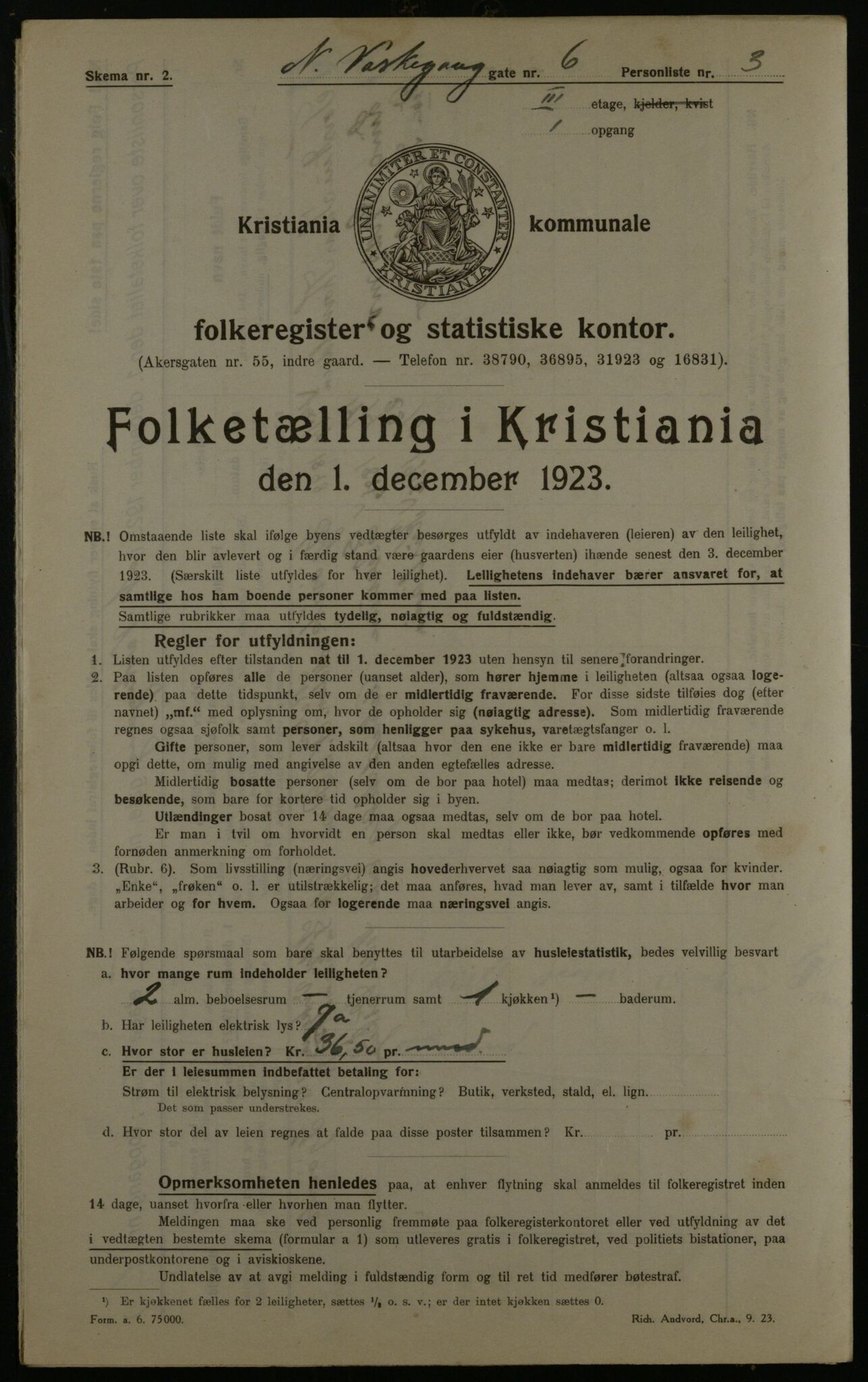 OBA, Kommunal folketelling 1.12.1923 for Kristiania, 1923, s. 76558