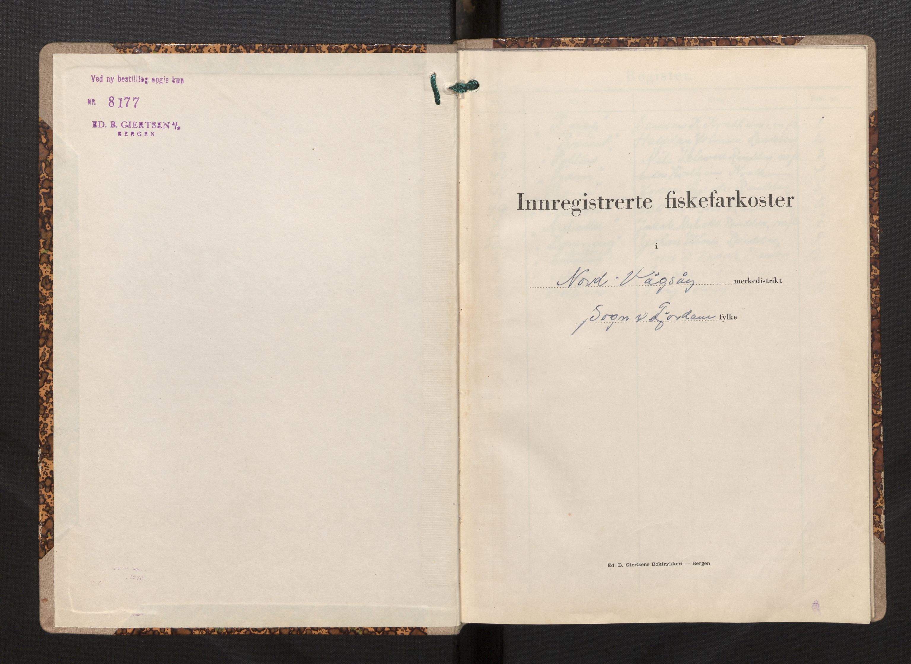 Fiskeridirektoratet - 1 Adm. ledelse - 13 Båtkontoret, SAB/A-2003/I/Ia/Iag/L0053: 135.0728/2 Merkeprotokoll - Nord-Vågsøy, 1958-1962