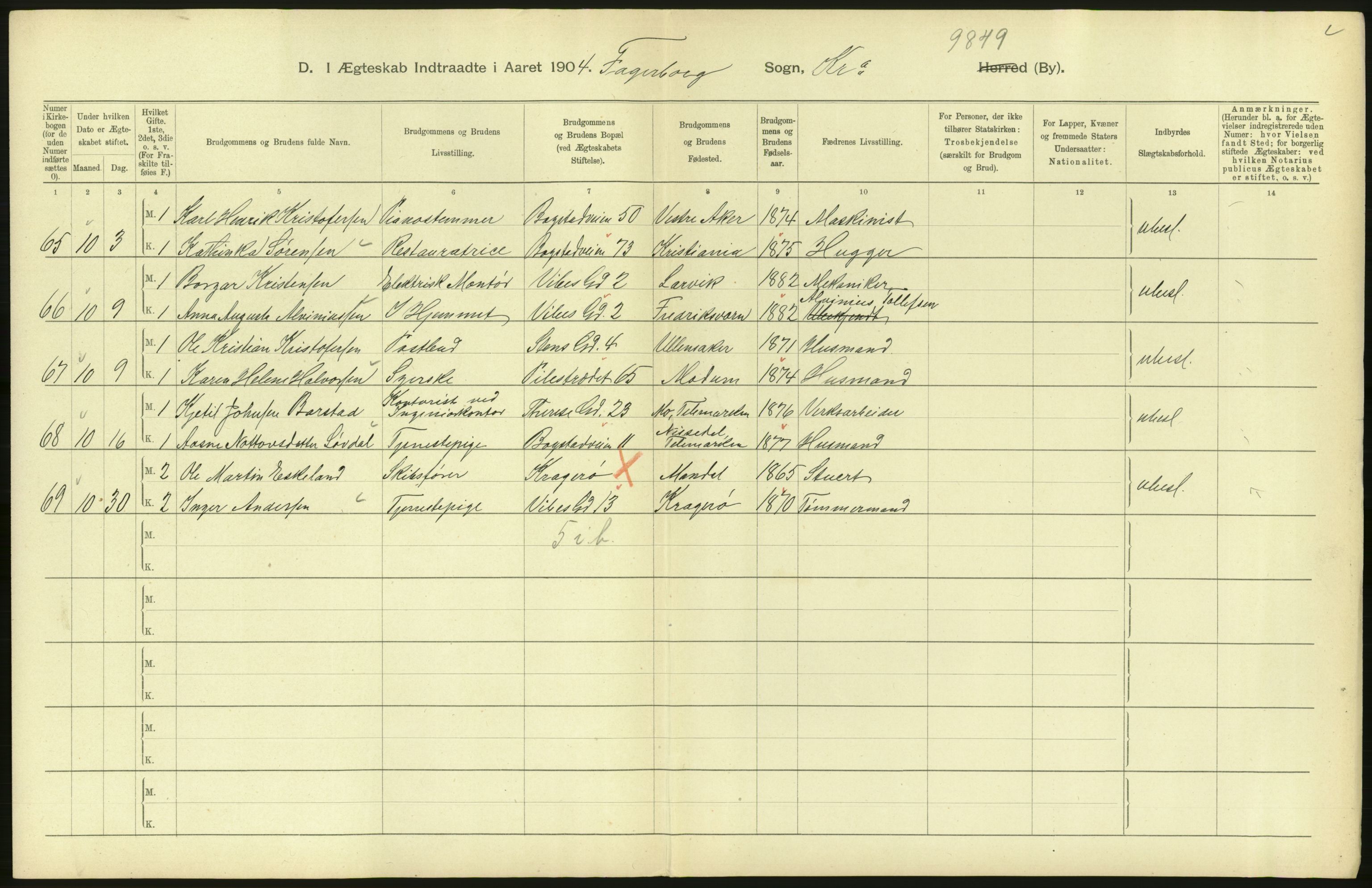 Statistisk sentralbyrå, Sosiodemografiske emner, Befolkning, AV/RA-S-2228/D/Df/Dfa/Dfab/L0004: Kristiania: Gifte, døde, 1904, s. 64