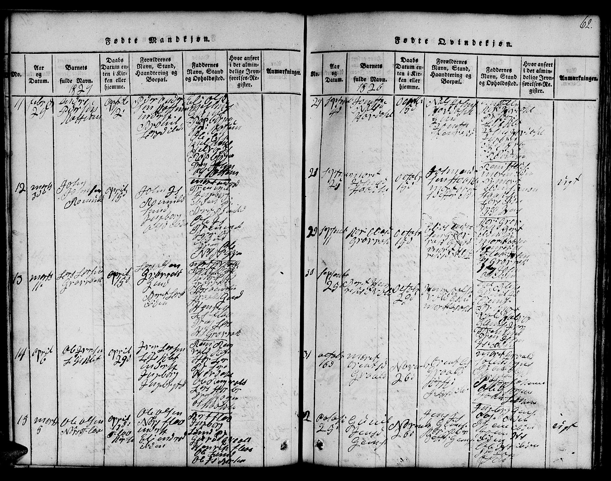 Ministerialprotokoller, klokkerbøker og fødselsregistre - Sør-Trøndelag, AV/SAT-A-1456/691/L1092: Klokkerbok nr. 691C03, 1816-1852, s. 62