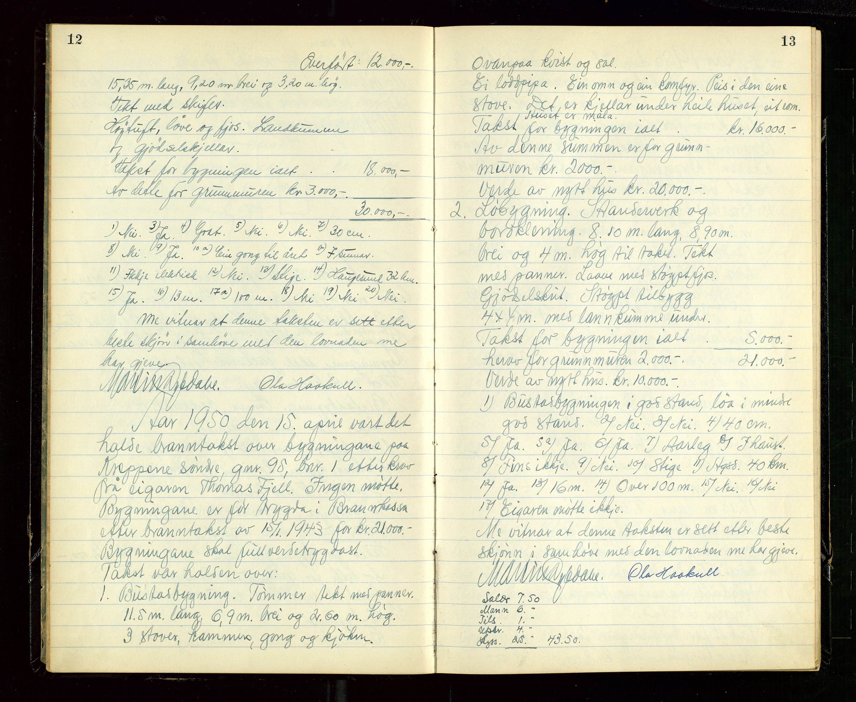 Skjold lensmannskontor, AV/SAST-A-100182/Goa/L0003: "Branntakstprotokoll for Skjold lensmannsdistrikt", 1949-1953, s. 12-13