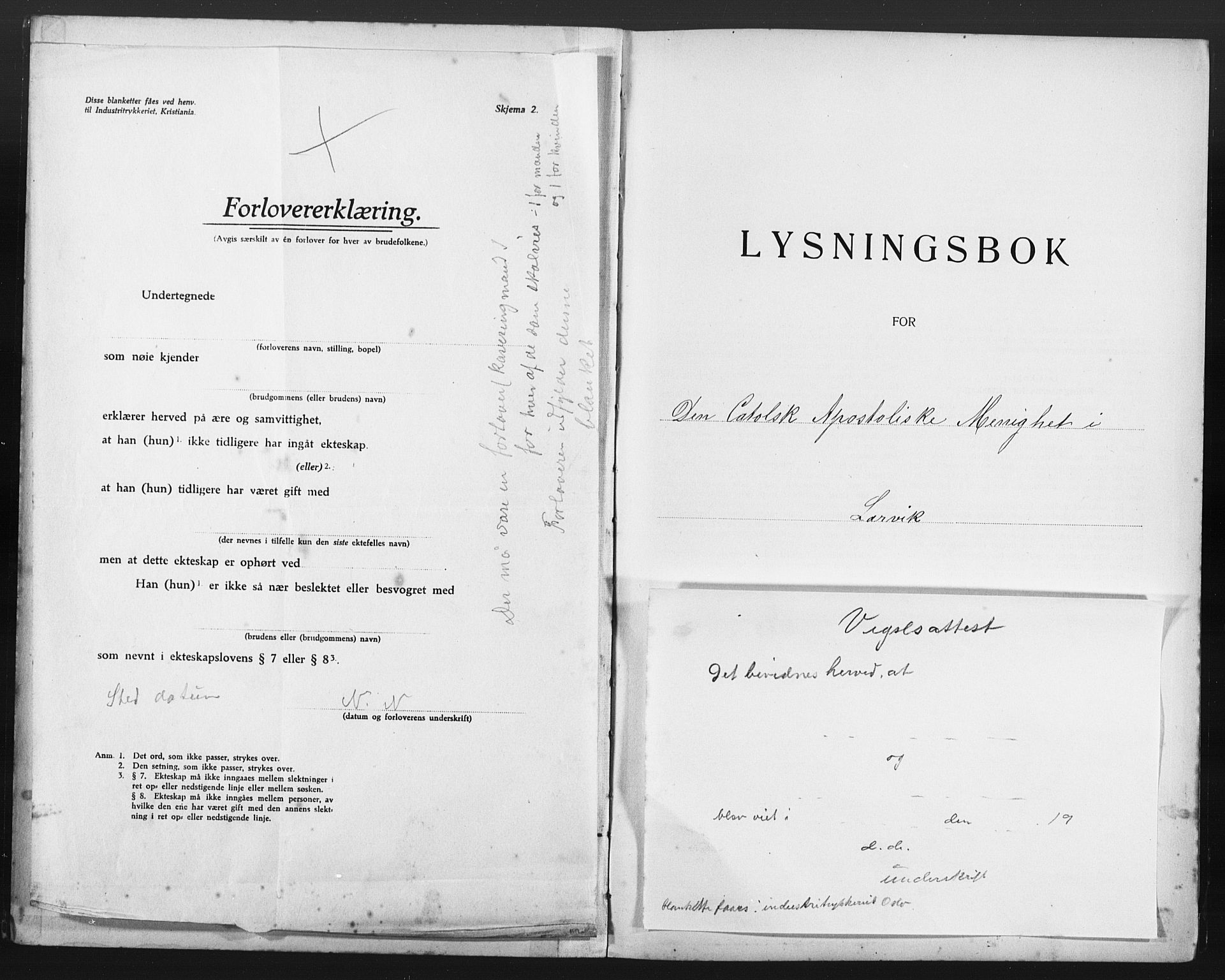 Den katolsk-apostoliske menighet i Larvik, AV/SAKO-P-953/G/Ga/L0001: Dissenterprotokoll nr. 1, 1919-1922