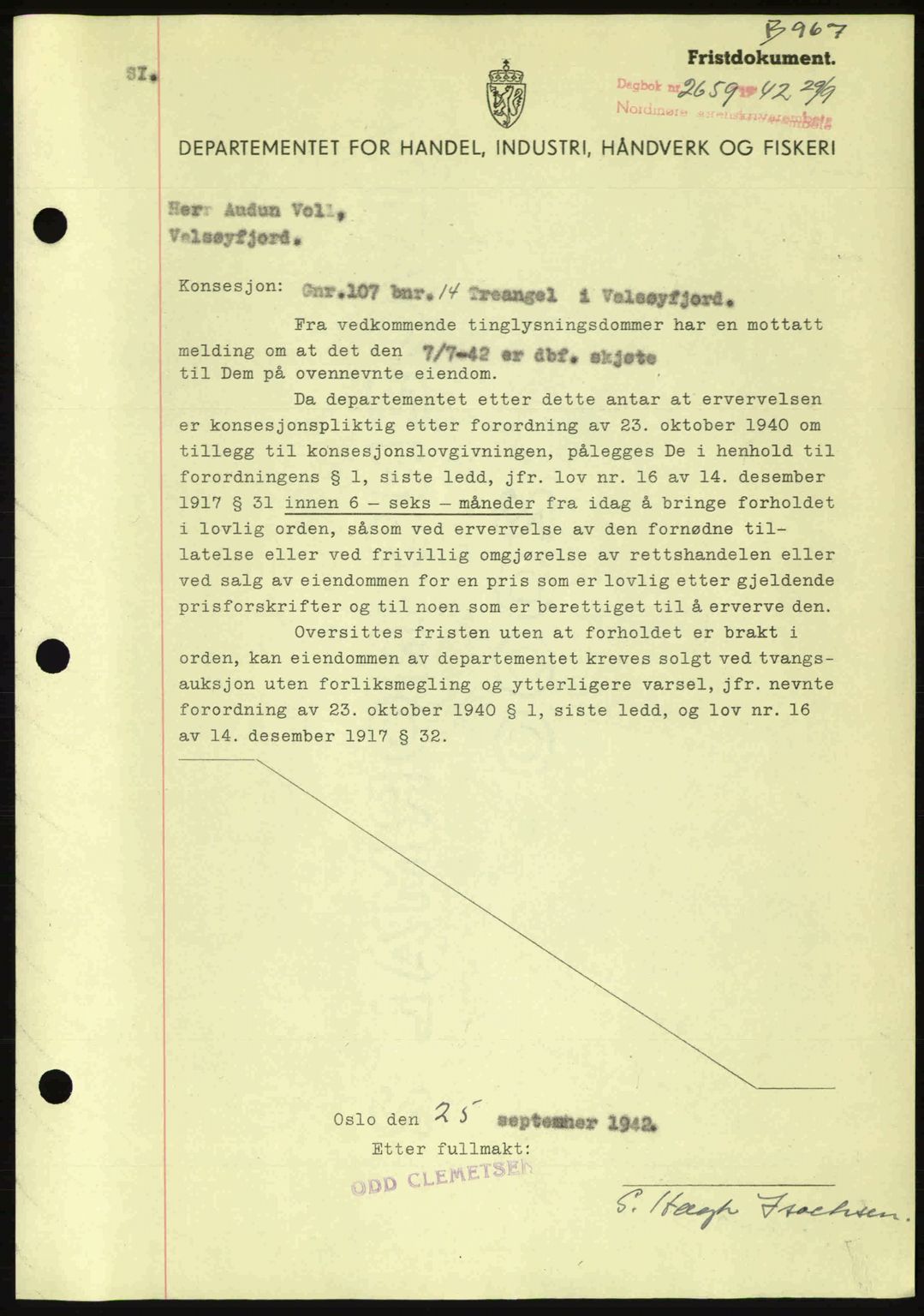 Nordmøre sorenskriveri, AV/SAT-A-4132/1/2/2Ca: Pantebok nr. B89, 1942-1942, Dagboknr: 2659/1942