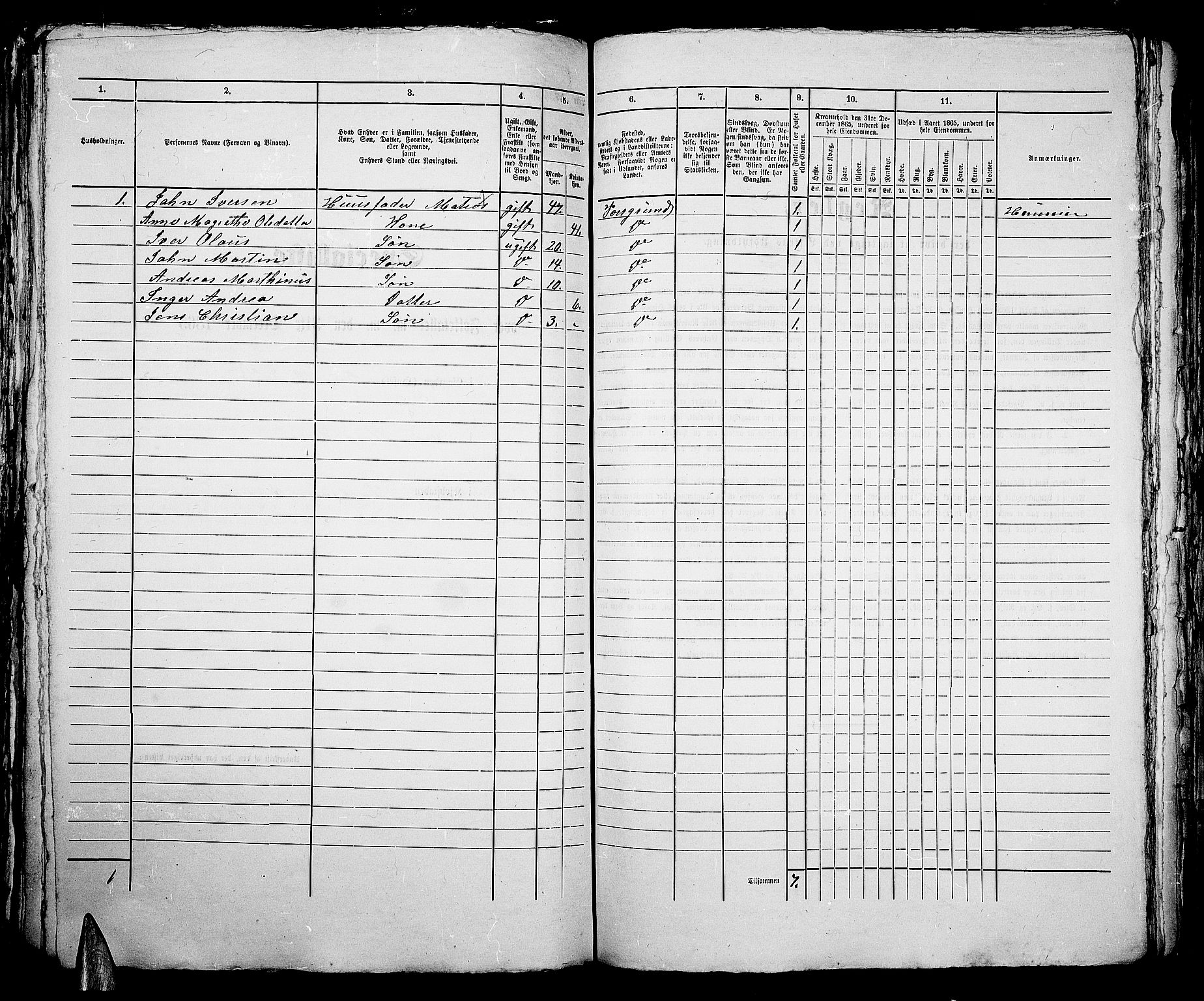 RA, Folketelling 1865 for 0805P Porsgrunn prestegjeld, 1865, s. 707